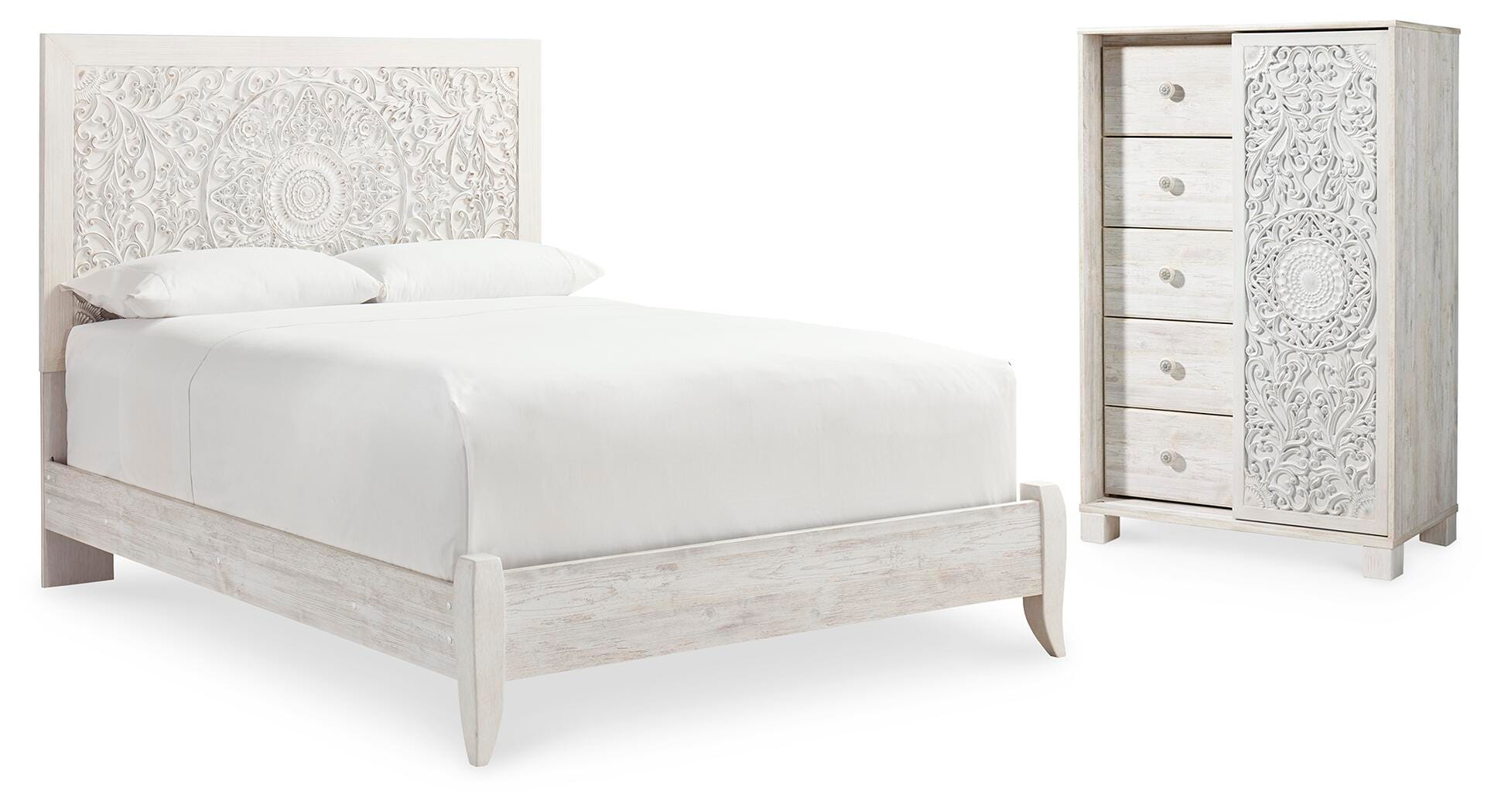 Cama Queen con paneles y cómoda Paxberry - image 1