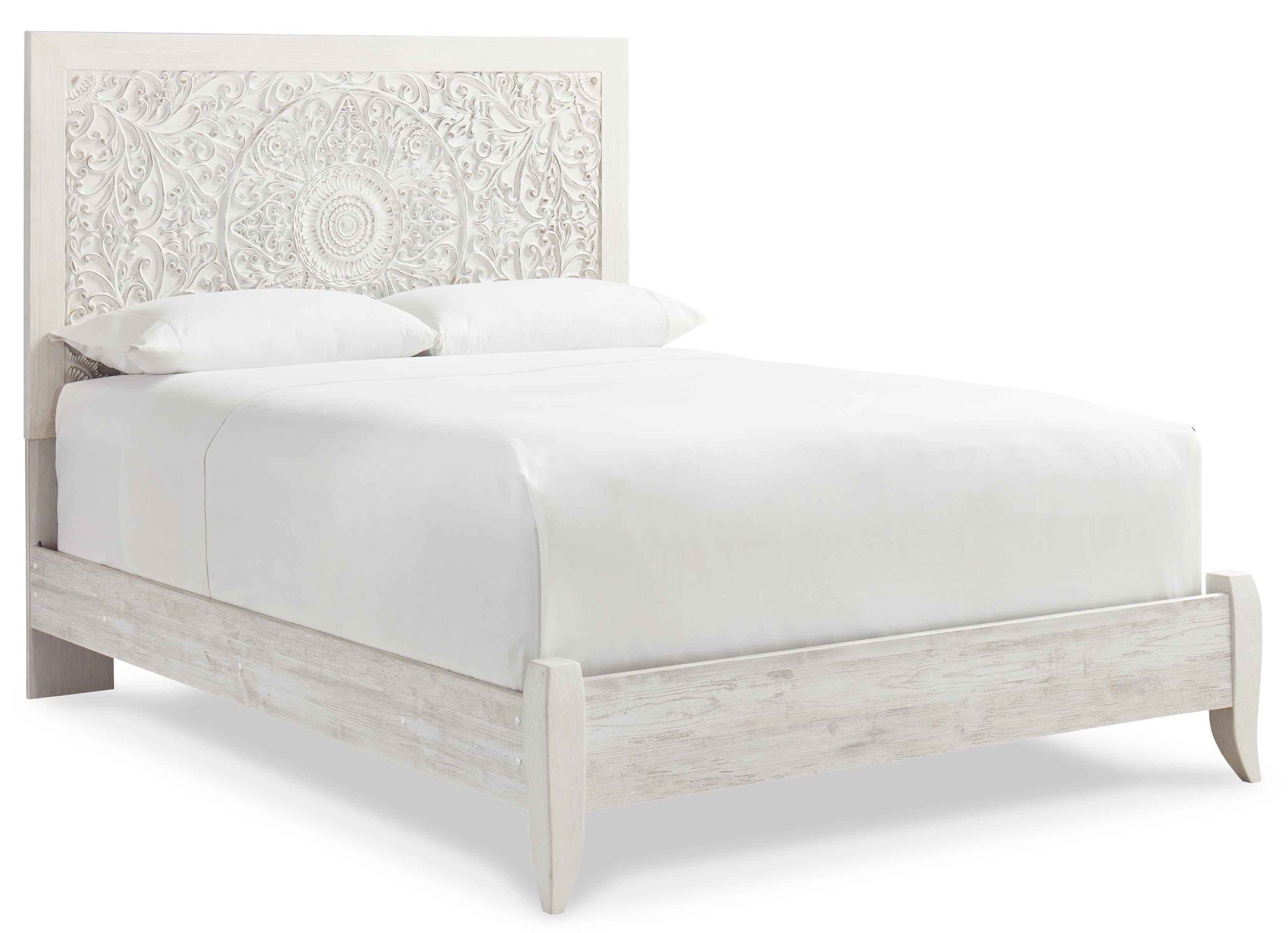 Paxberry Queen Panel Bed with Dresser, Whitewash, large