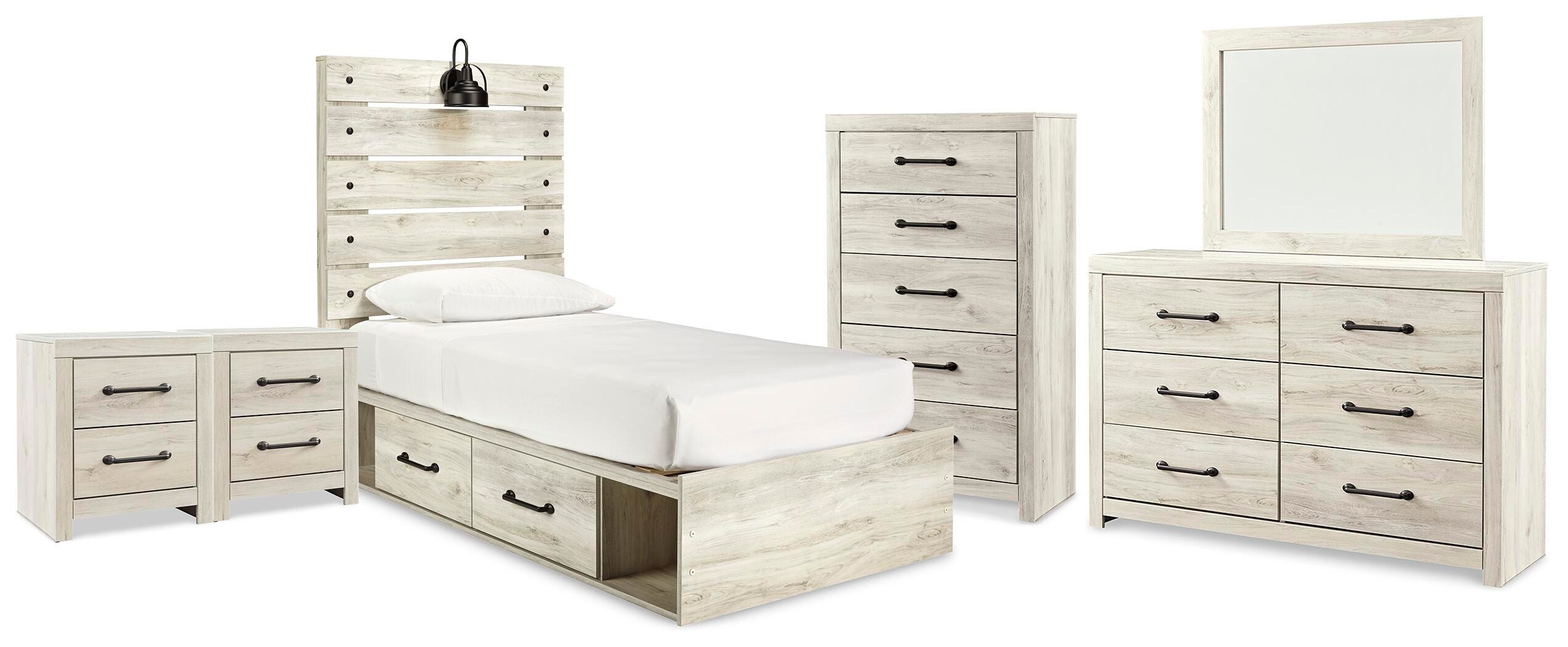 Cambeck Twin Panel Bed with Storage, Dresser, Mirror, Chest and 2 Nightstands - image 1