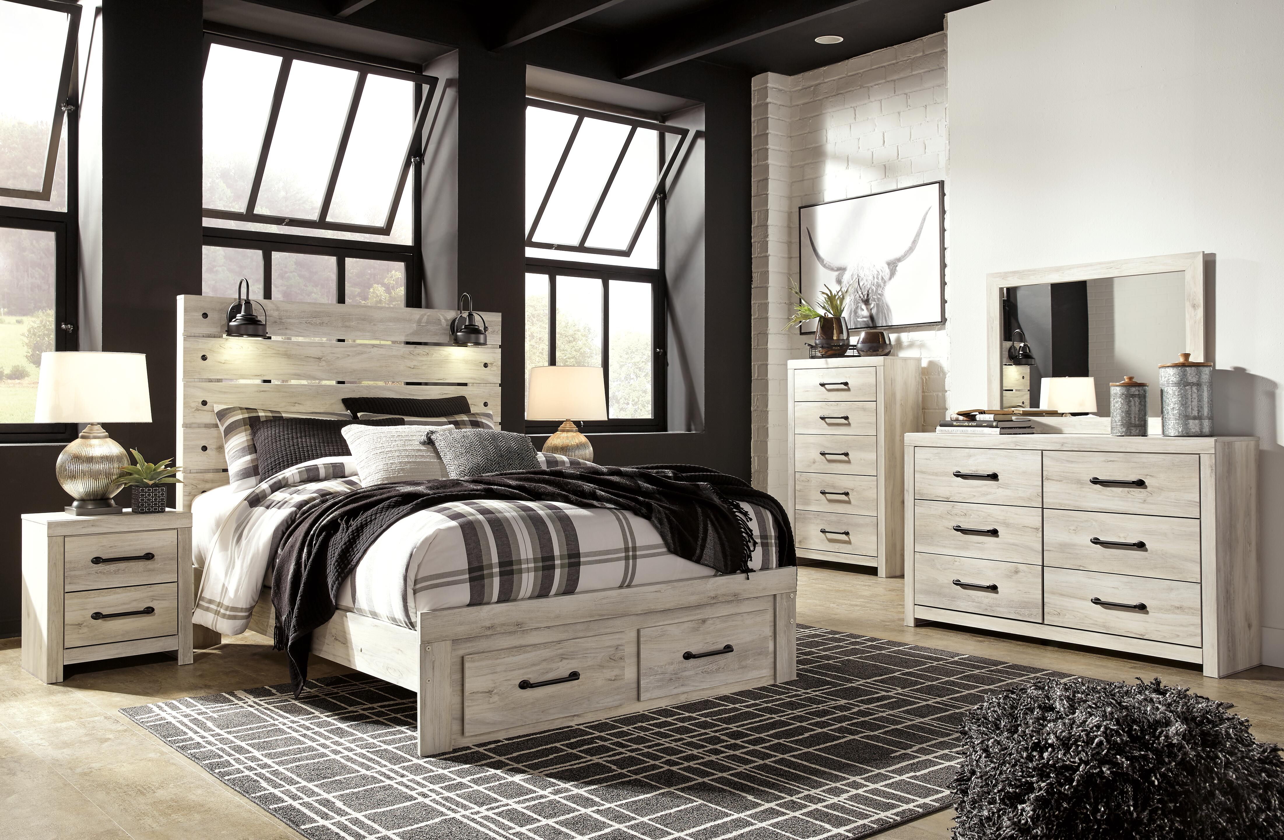 Cama Queen con panel de almacenamiento, cómoda, espejo y mesita de noche Cambeck - image 17