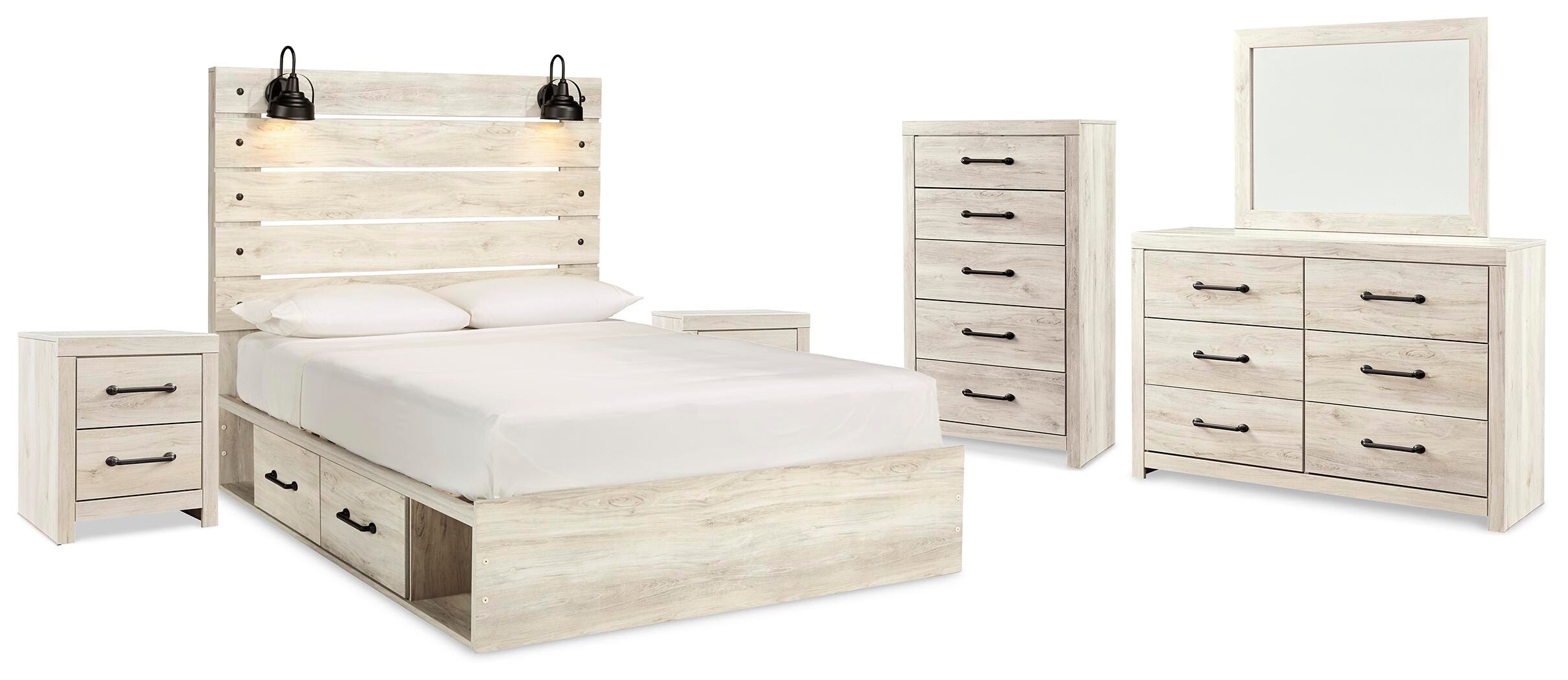 Cambeck Queen Panel Bed with Storage, Dresser, Mirror and 2 Nightstands - image 2