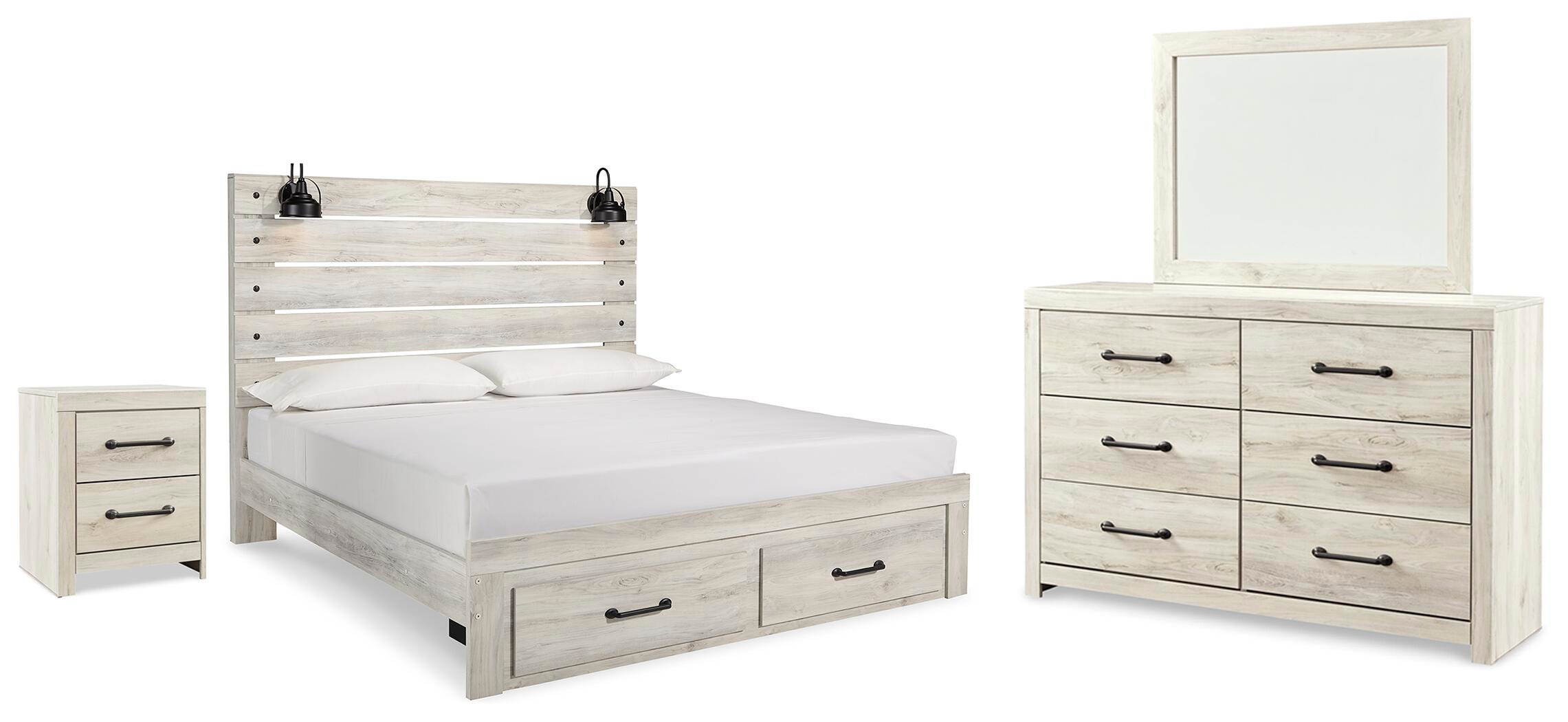 Cama con almacenaje King, cómoda, espejo y mesita de noche Cambeck - image 1