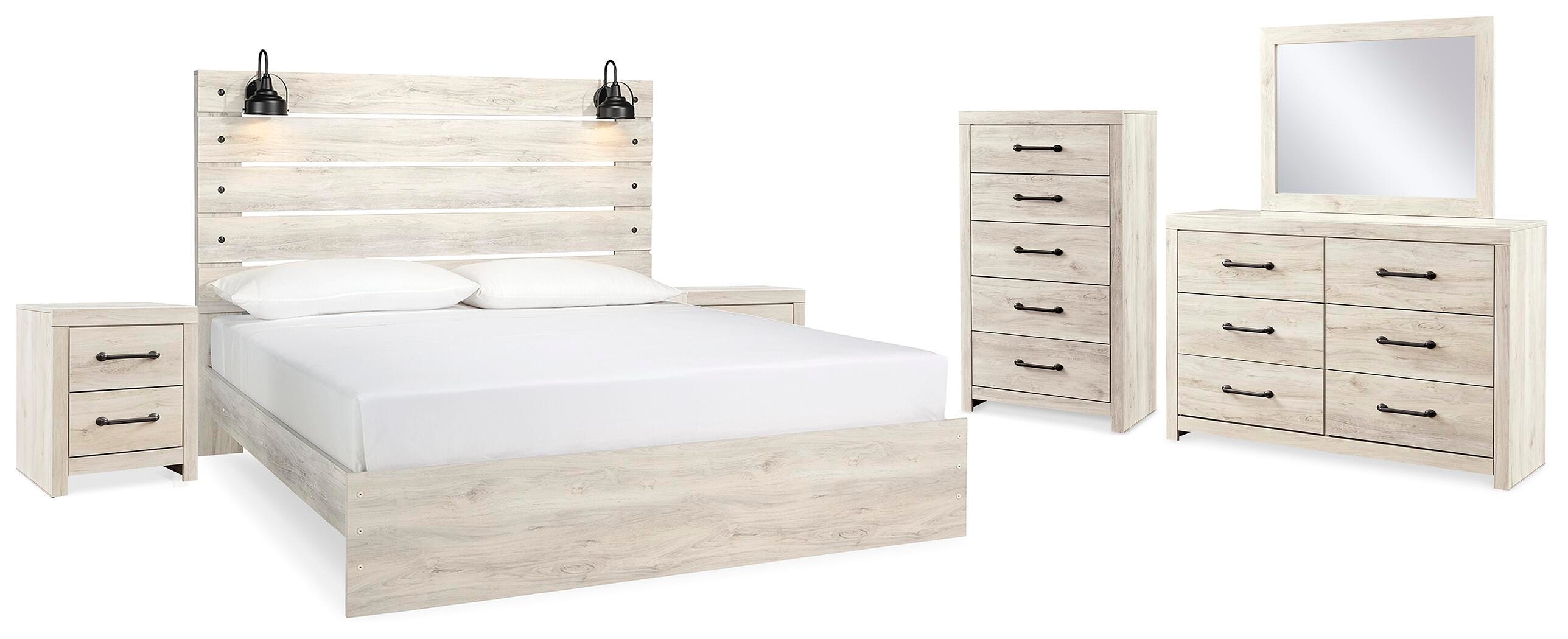 Cama King, cómoda, espejo, arcón y 2 mesitas de noche Cambeck - image 2