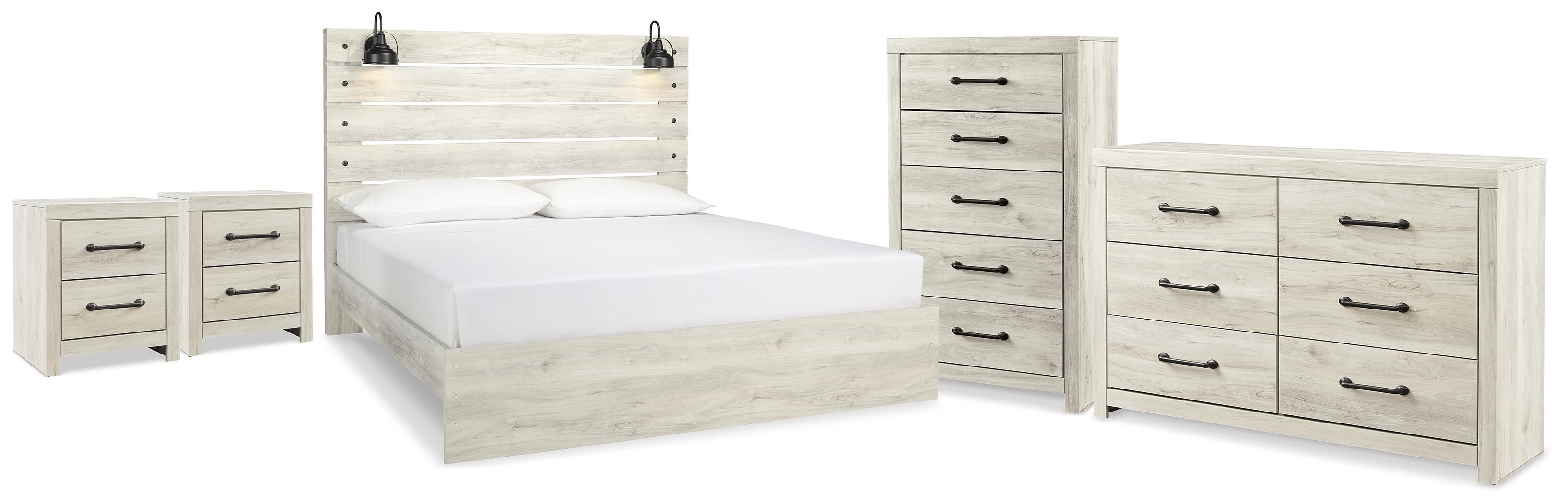 Cama Cambeck King con panel, cómoda, sinfonier y 2 mesitas de noche - image 1