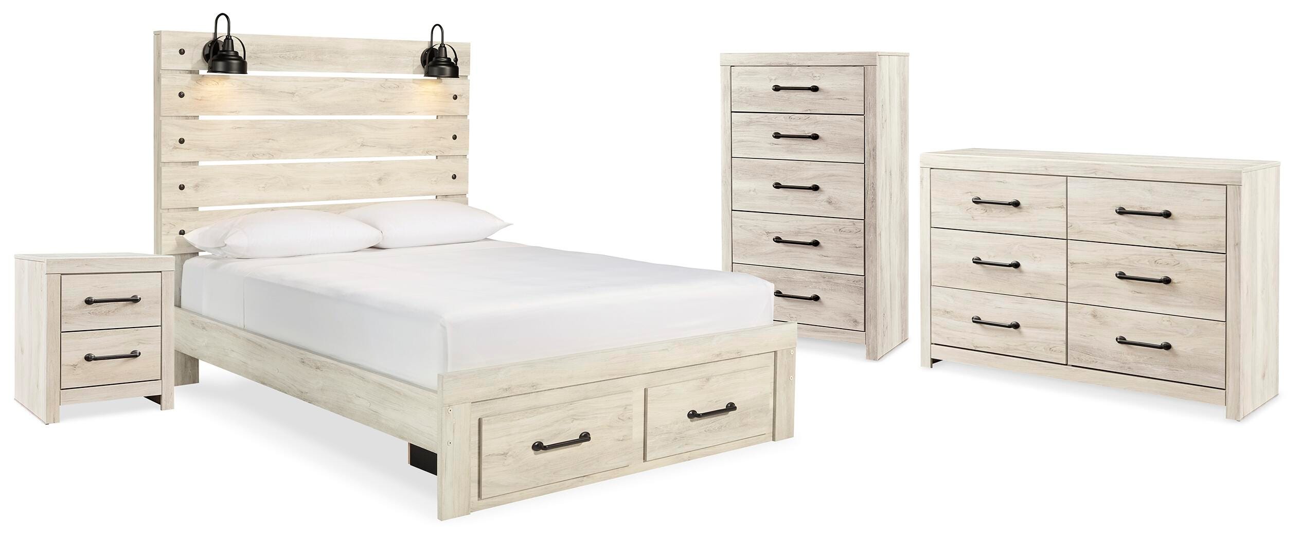 Cama con almacenaje Queen, cómoda, sinfonier y mesita de noche Cambeck - image 1