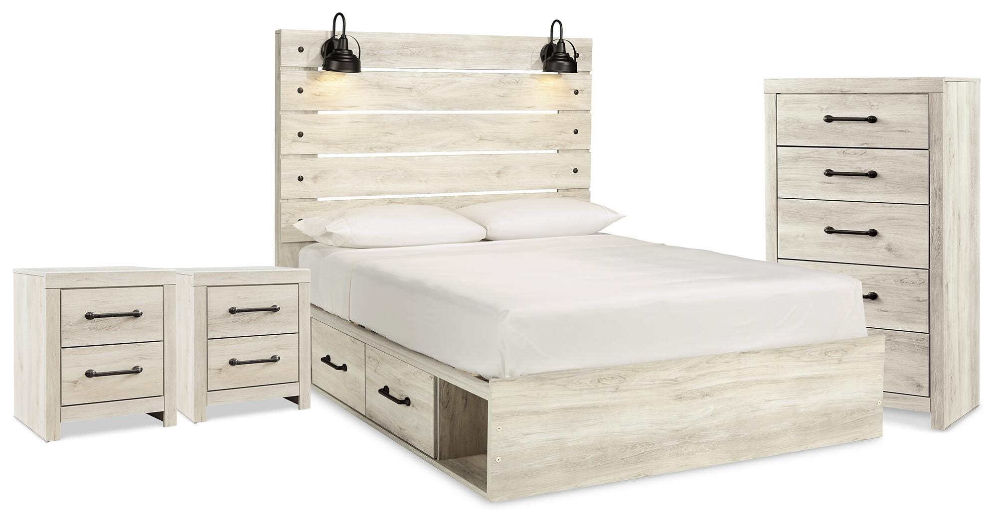 Cama Queen con almacenaje, cómoda y 2 mesitas de noche Cambeck - image 1