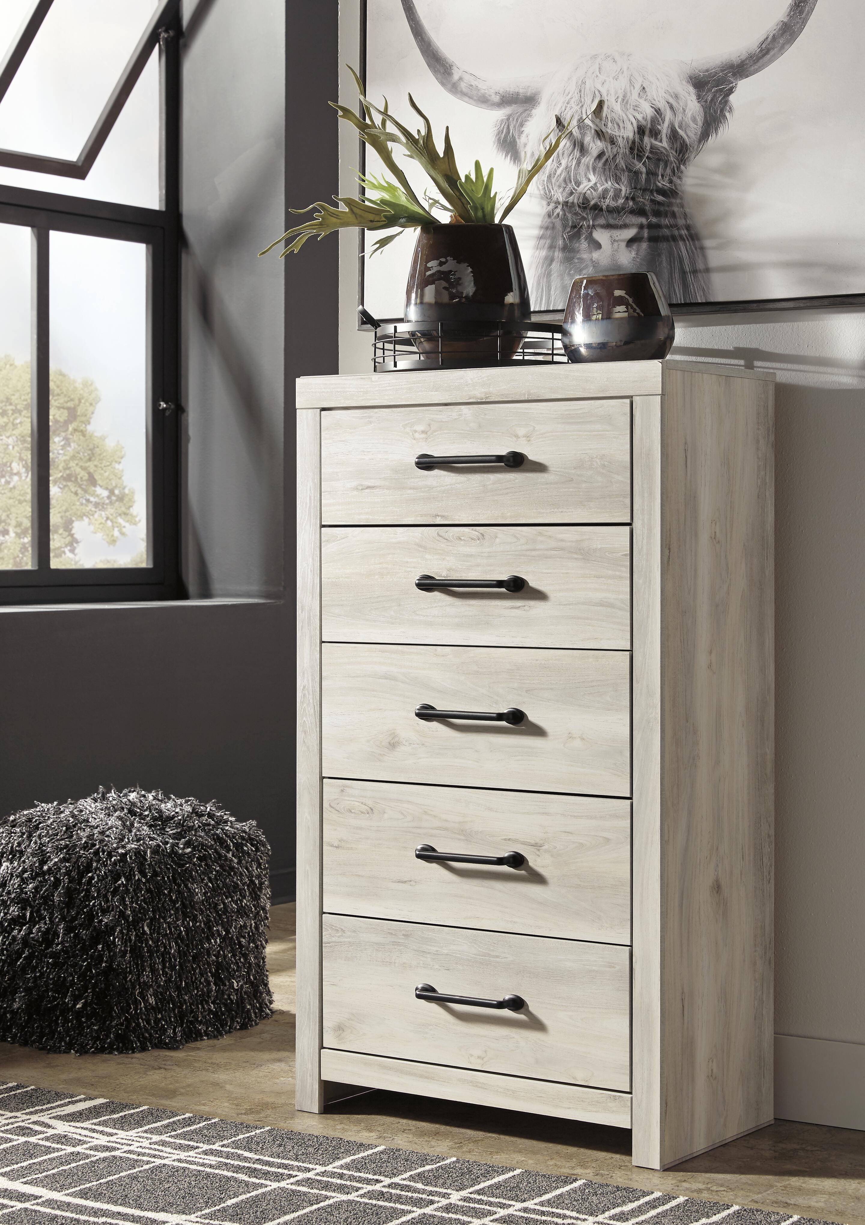 Cama de plataforma tamaño king Cambeck con almacenamiento, tocador, espejo, cómoda y mesita de noche - image 22