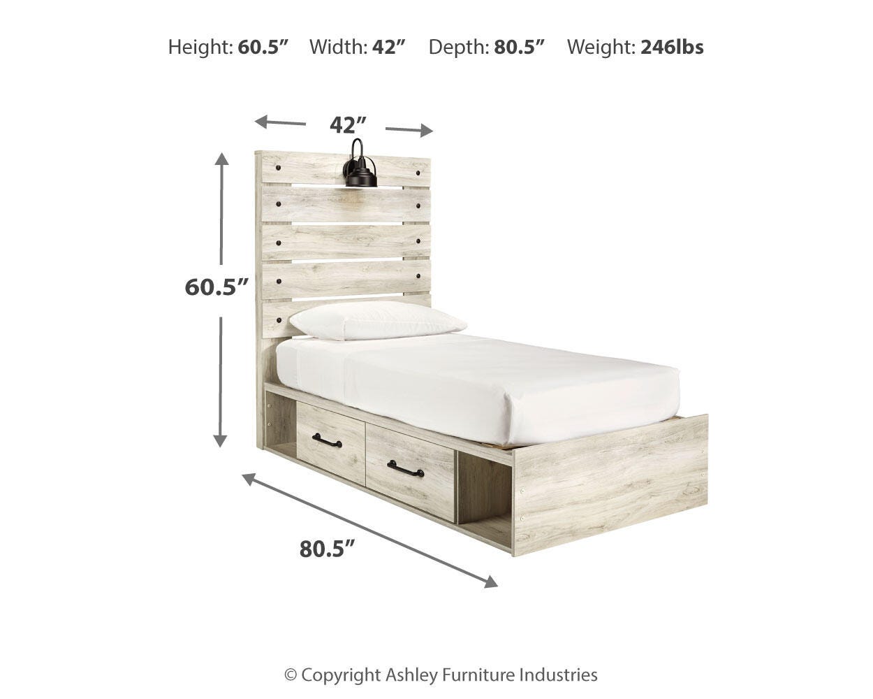 Cambeck Twin Panel Bed with 4 Storage Drawers - image 4