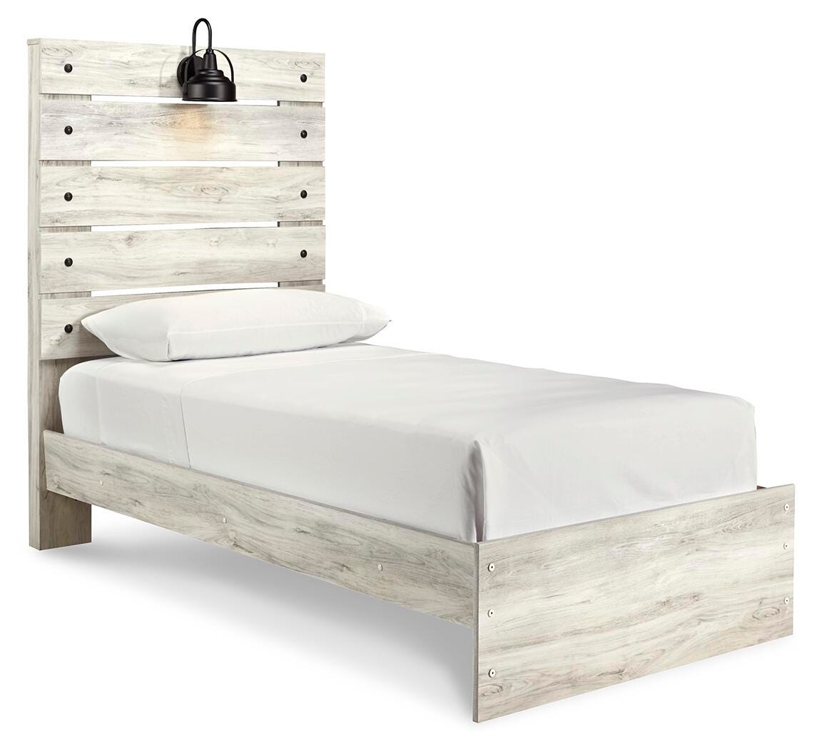 Cambeck Twin Panel Bed, Whitewash, large