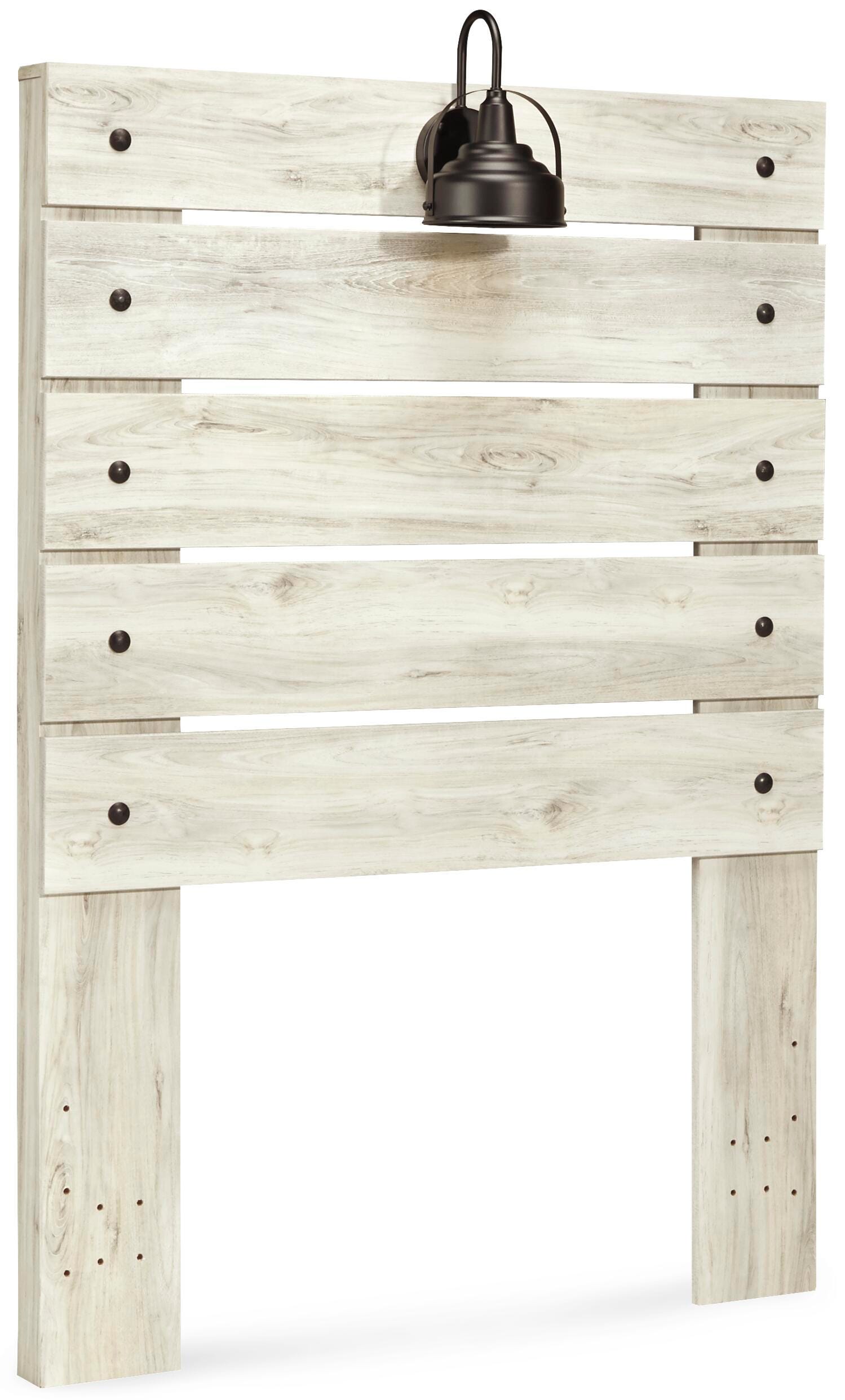 Cambeck Twin Panel Headboard Bed with Mirrored Dresser, Whitewash, large