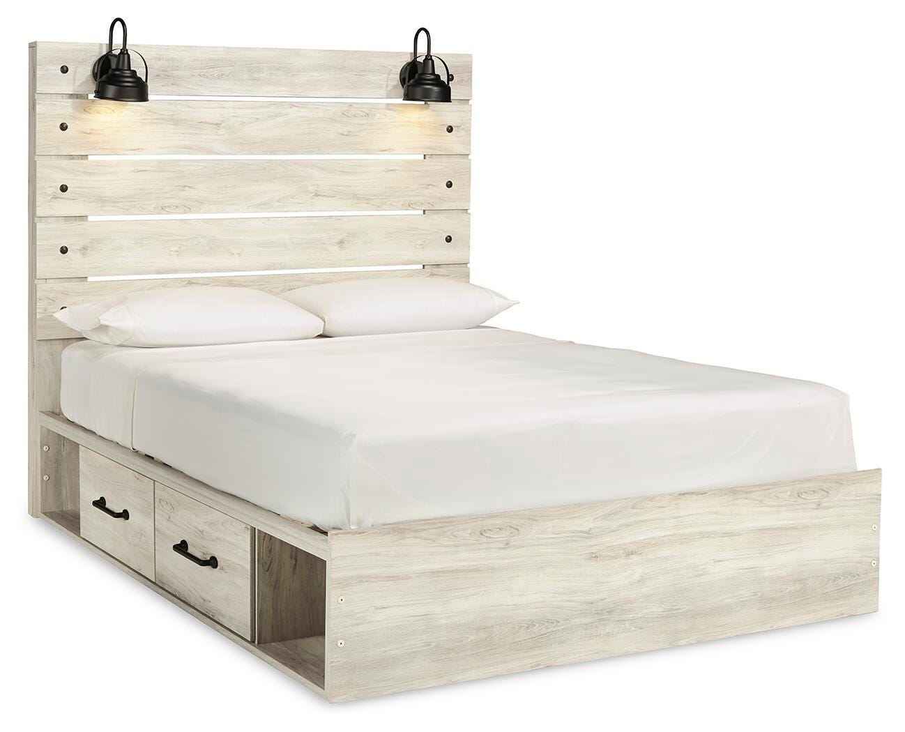 Cama Queen Cambeck con paneles y almacenaje, cómoda y espejo - image 6