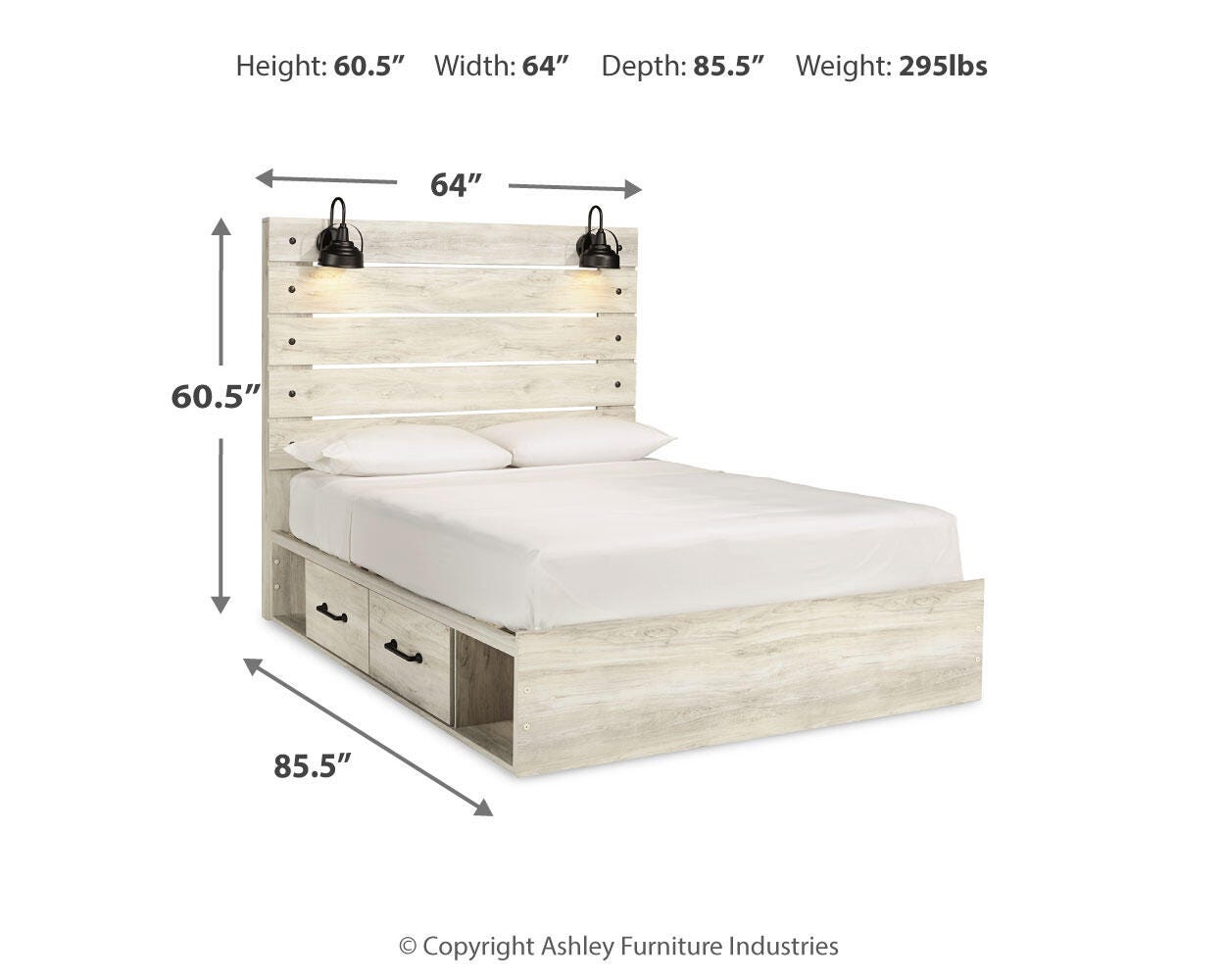 Cama Queen Cambeck con paneles y almacenaje, cómoda y espejo - image 10