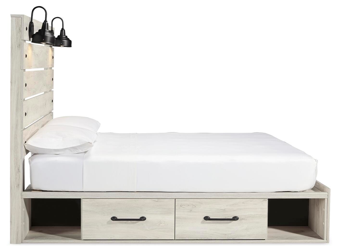 Cama Queen Cambeck con paneles y almacenaje, cómoda y espejo - image 7
