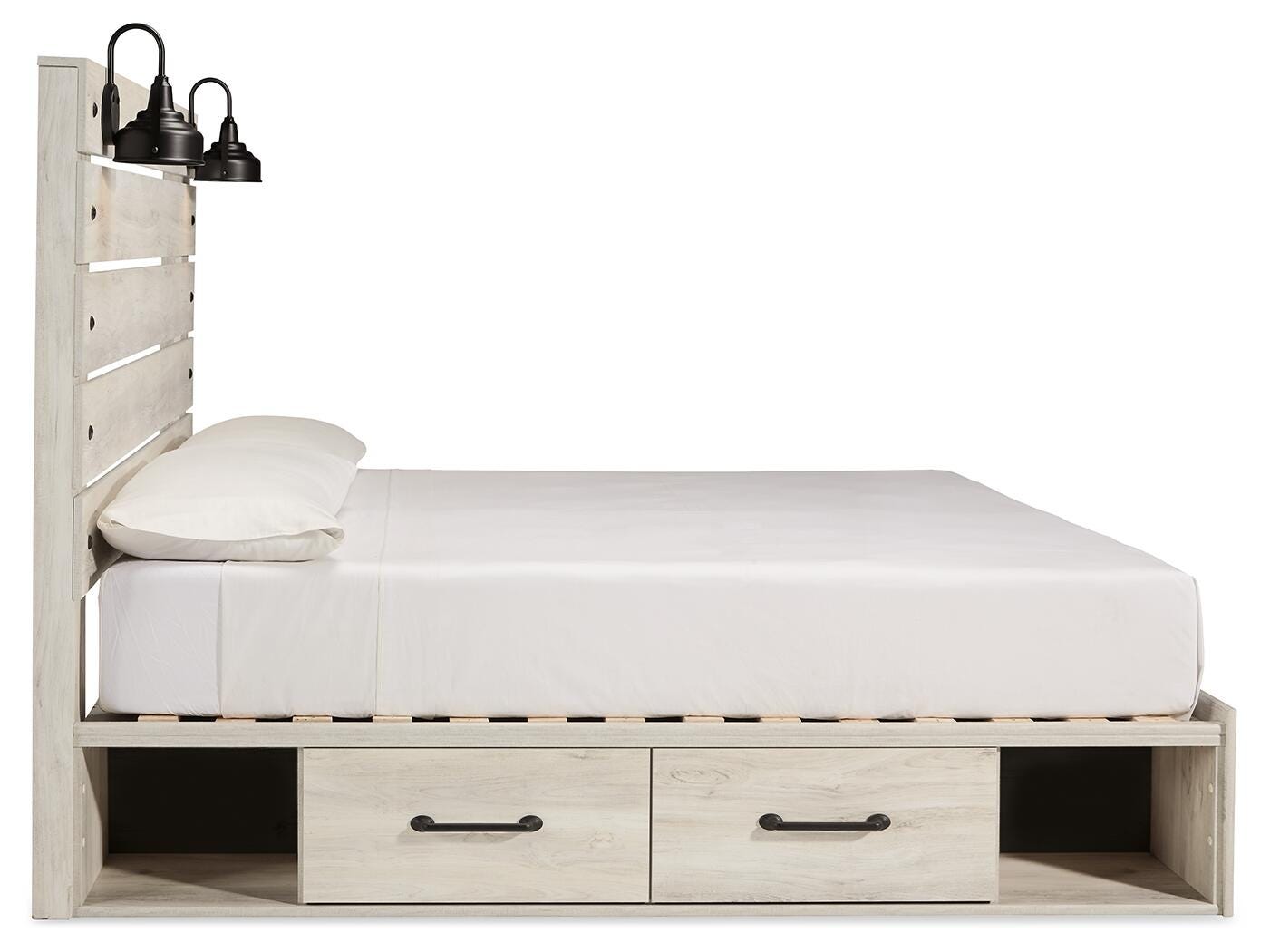 Cama de plataforma tamaño king Cambeck con almacenamiento, tocador, espejo, cómoda y mesita de noche - image 13