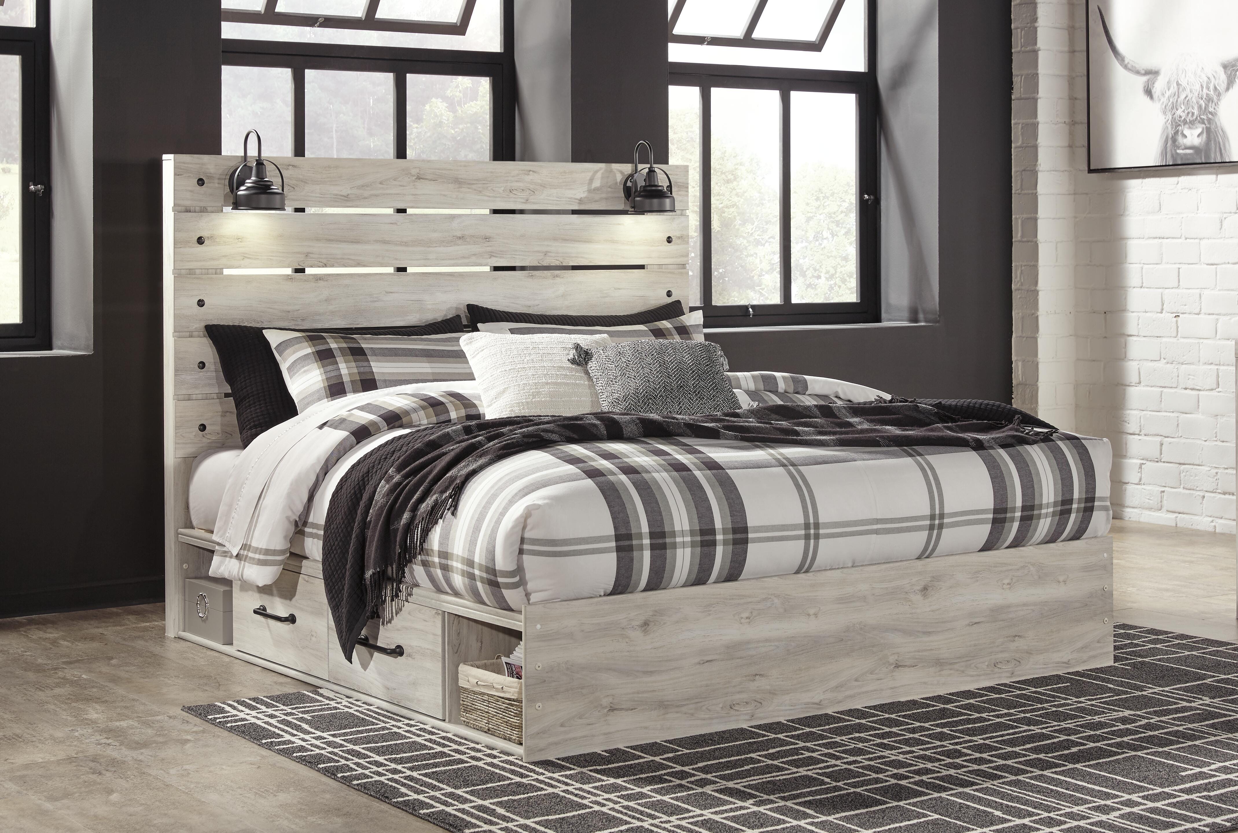Cama de plataforma tamaño king Cambeck con almacenamiento, tocador, espejo, cómoda y mesita de noche - image 24