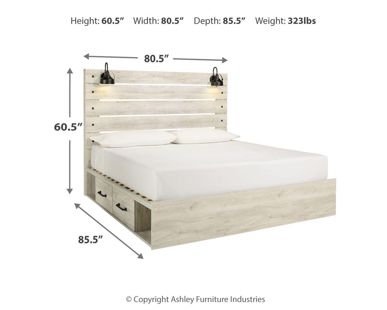 Cama de panel tamaño King Cambeck con almacenamiento, tocador, espejo, cómoda y 2 mesitas de noche - image 22