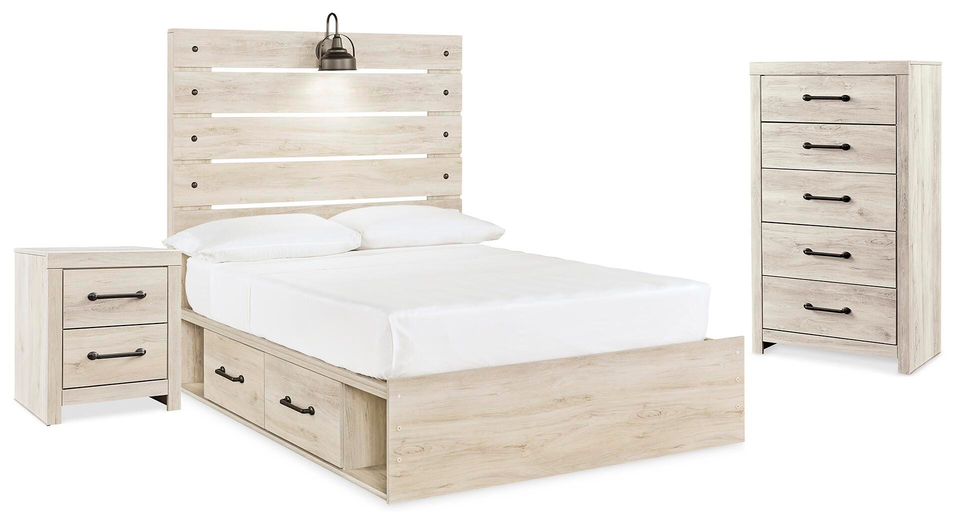 Cama con panel completo, baúl y mesita de noche Cambeck - image 1