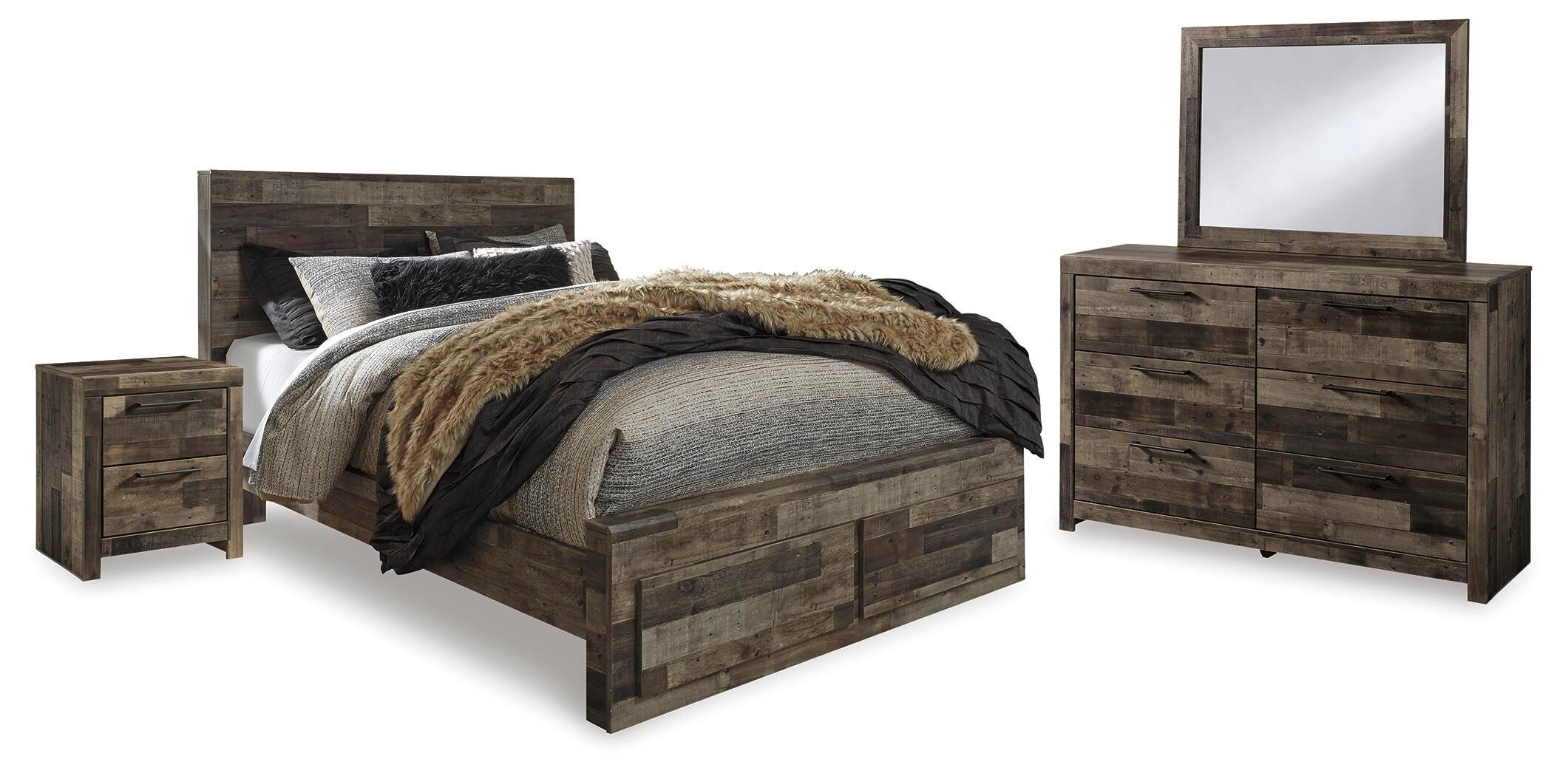 Cama Derekson Queen con almacenamiento en panel, tocador con espejo y mesita de noche - image 2
