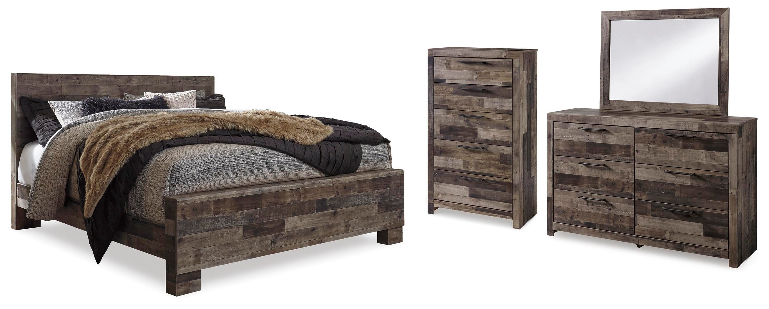 Cama King, tocador, espejo y cómoda Derekson - image 1