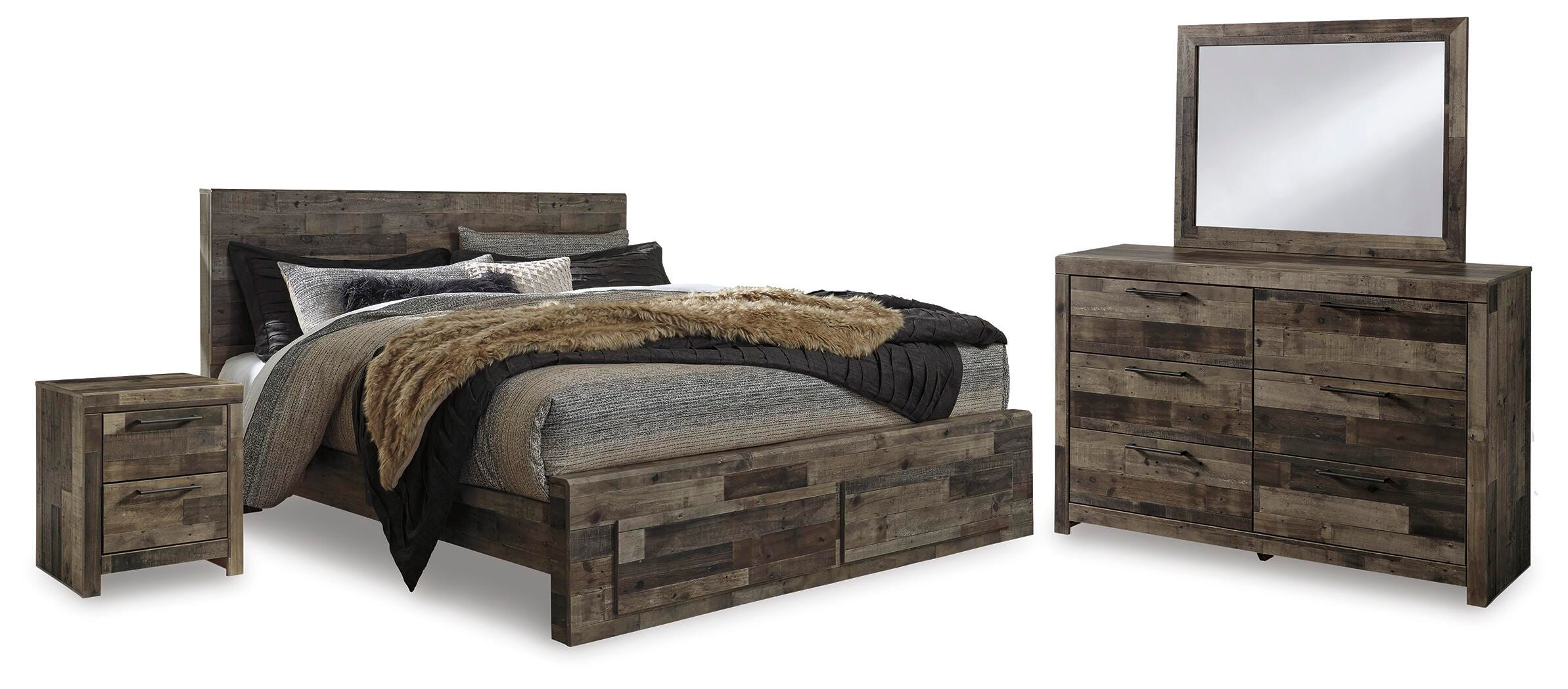 Cama Derekson King con almacenaje, cómoda y mesita de noche - image 2