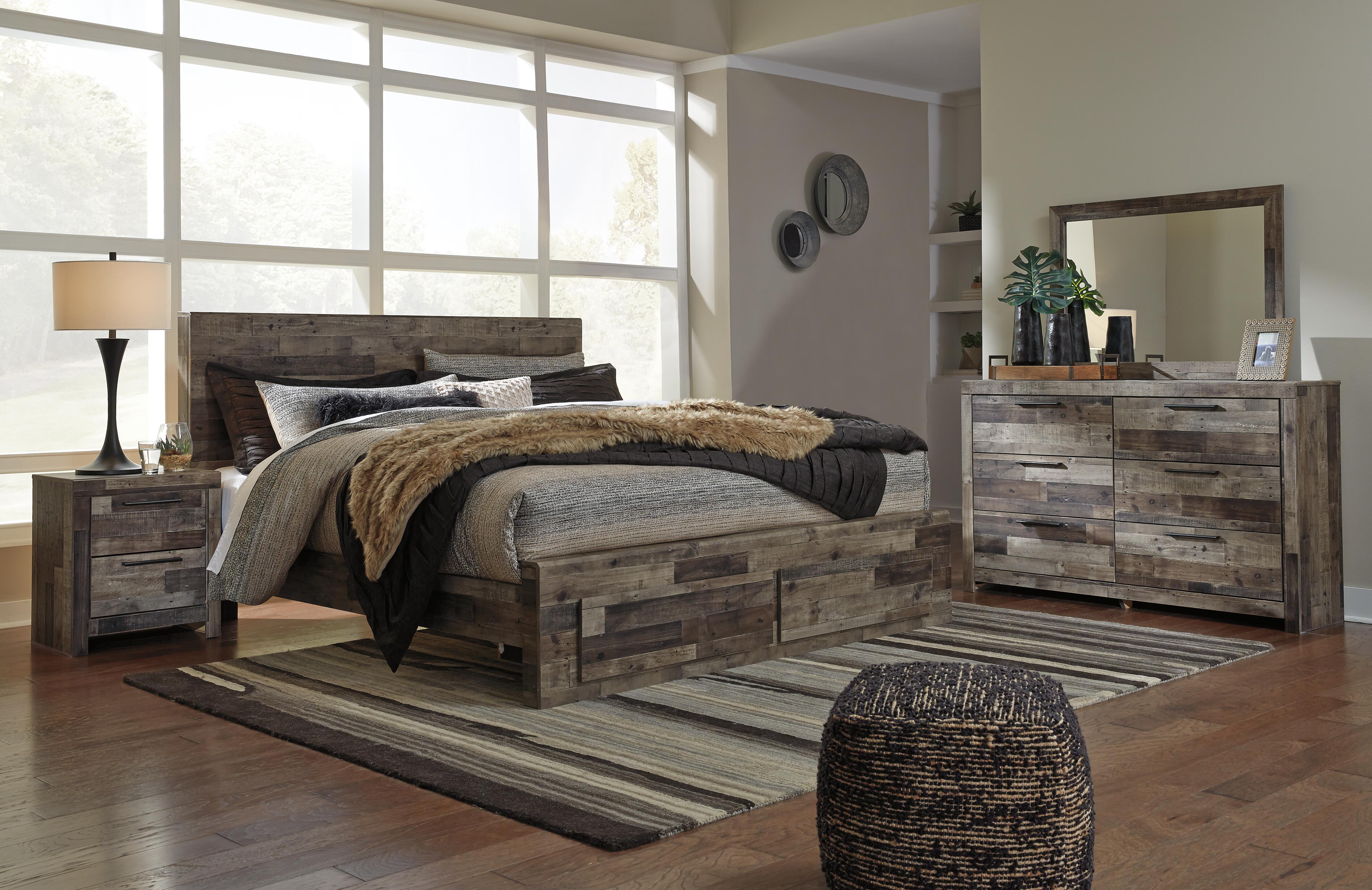 Cama Derekson King con almacenaje, cómoda y mesita de noche - image 1