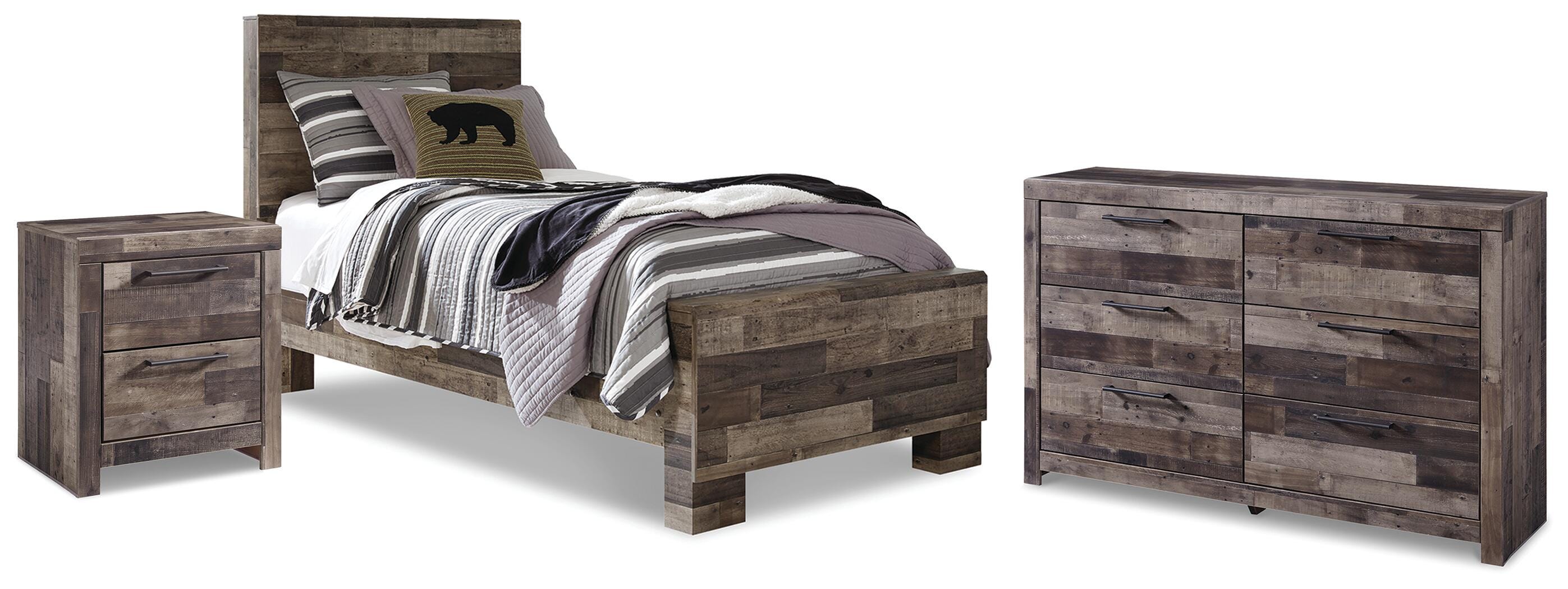 Derekson Twin Panel Bed, Dresser and Nightstand - image 1