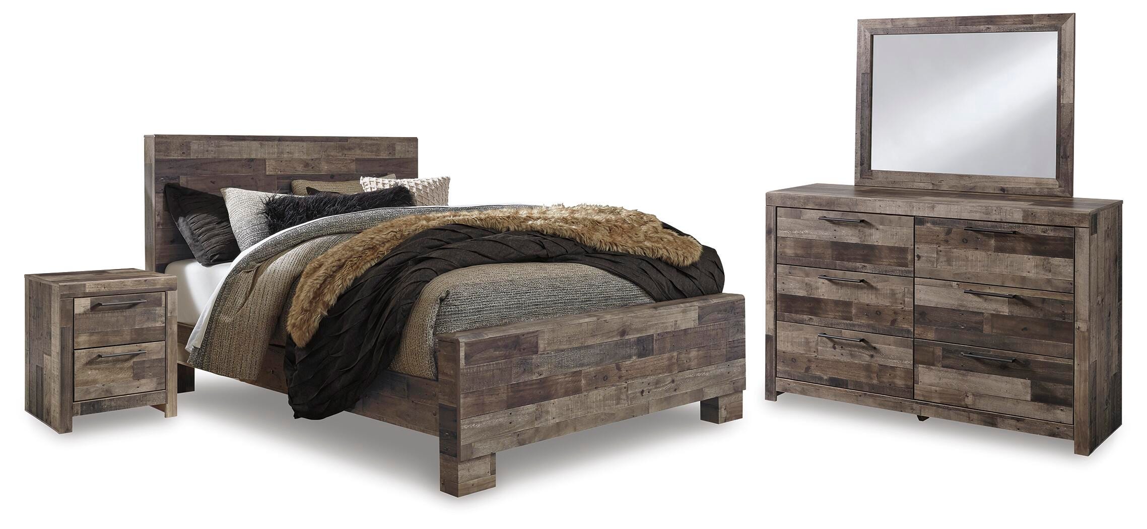 Cama Queen Derekson con cómoda con espejo y mesita de noche - image 1