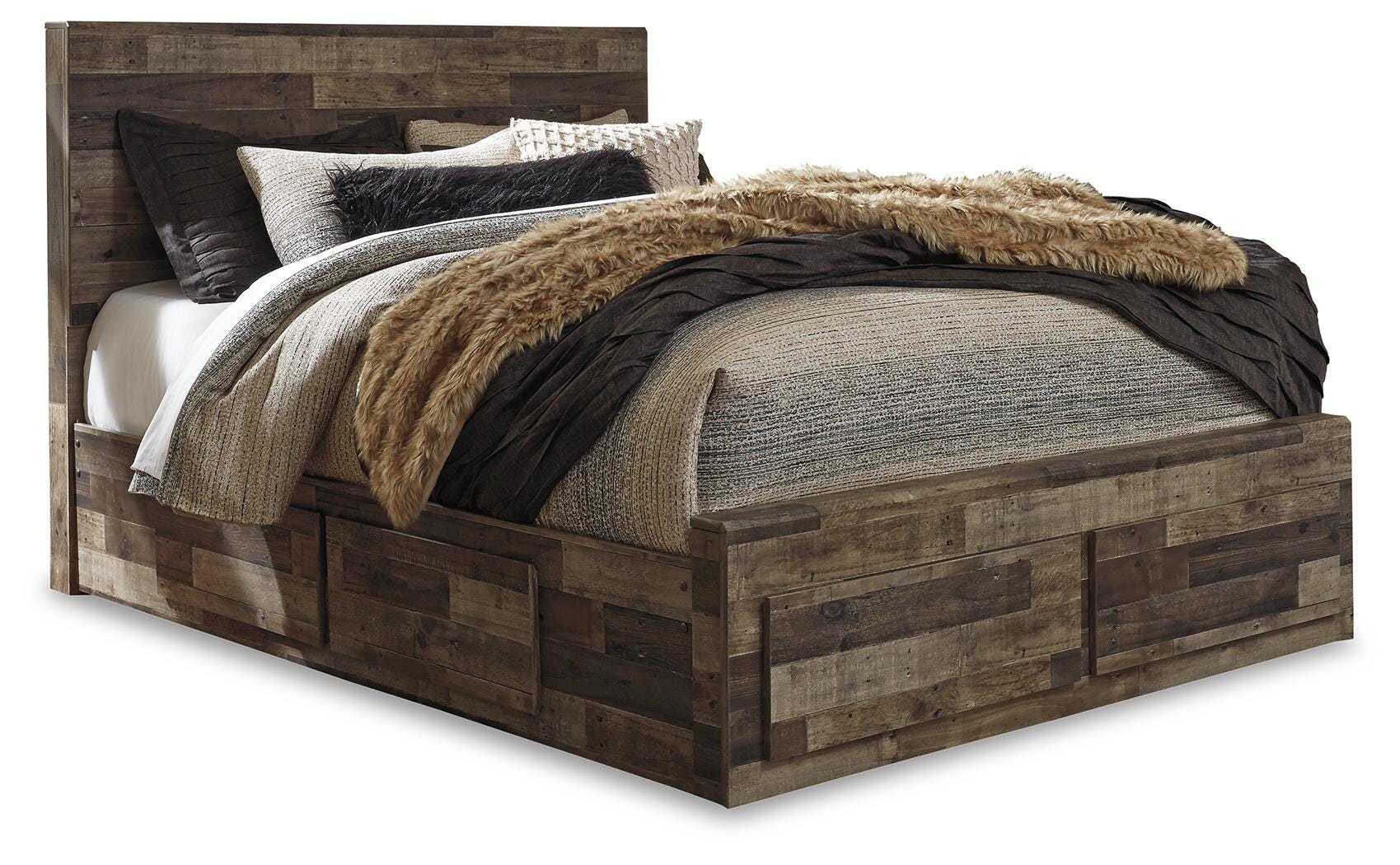 Cama Derekson Queen con panel de almacenamiento, cómoda y 2 mesitas de noche - image 3