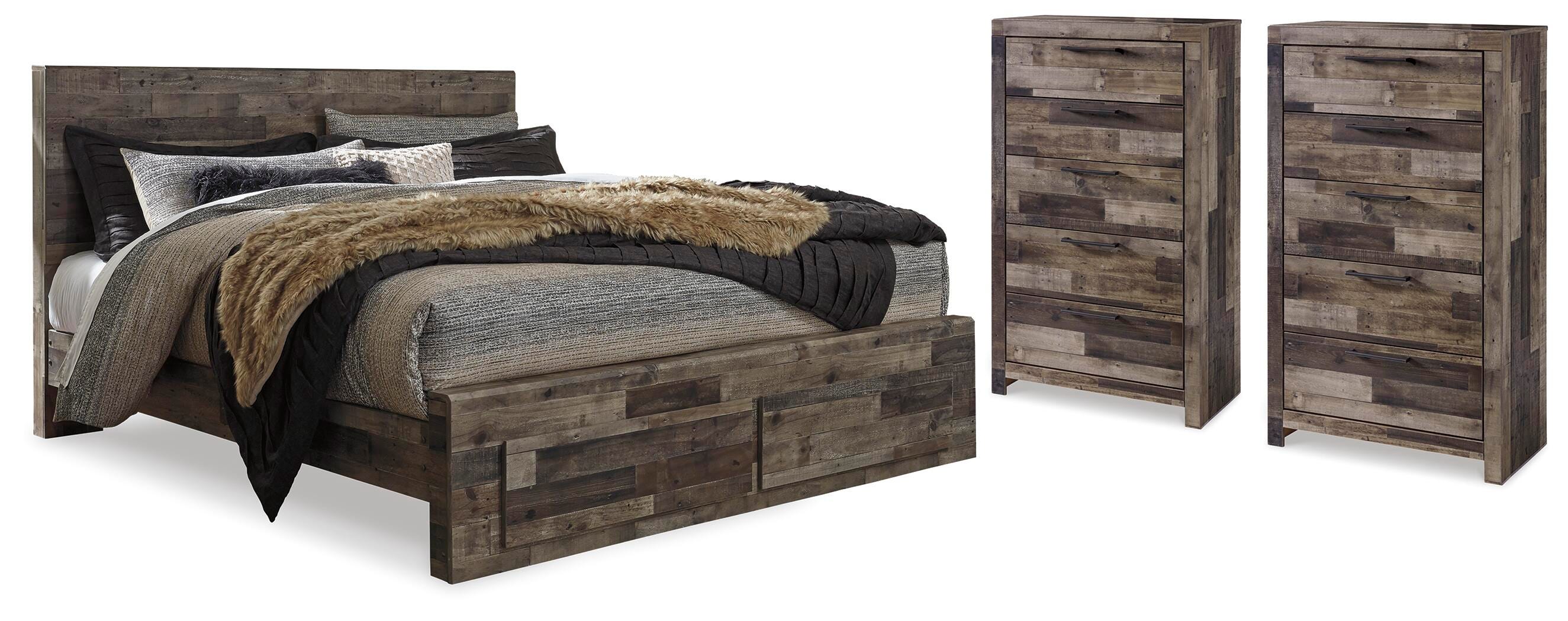 Cama Queen Derekson con almacenaje y 2 cómodas - image 1