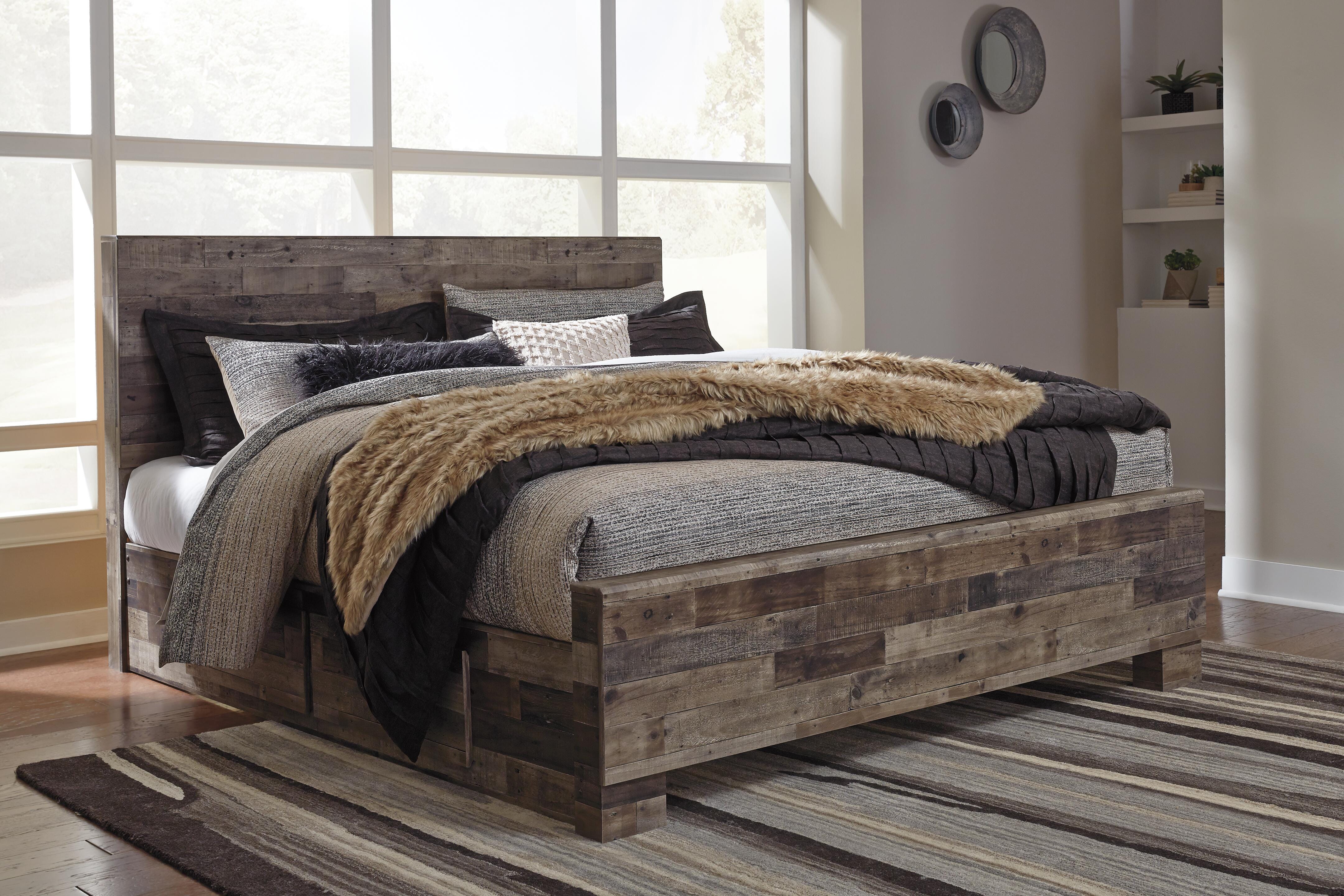 Cama con panel Queen Derekson con 2 cajones de almacenamiento laterales - image 2