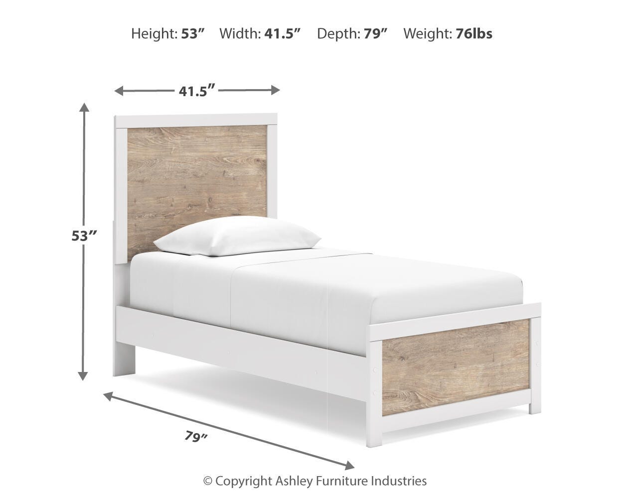 Charbitt Twin Panel Bed, Two-tone, large