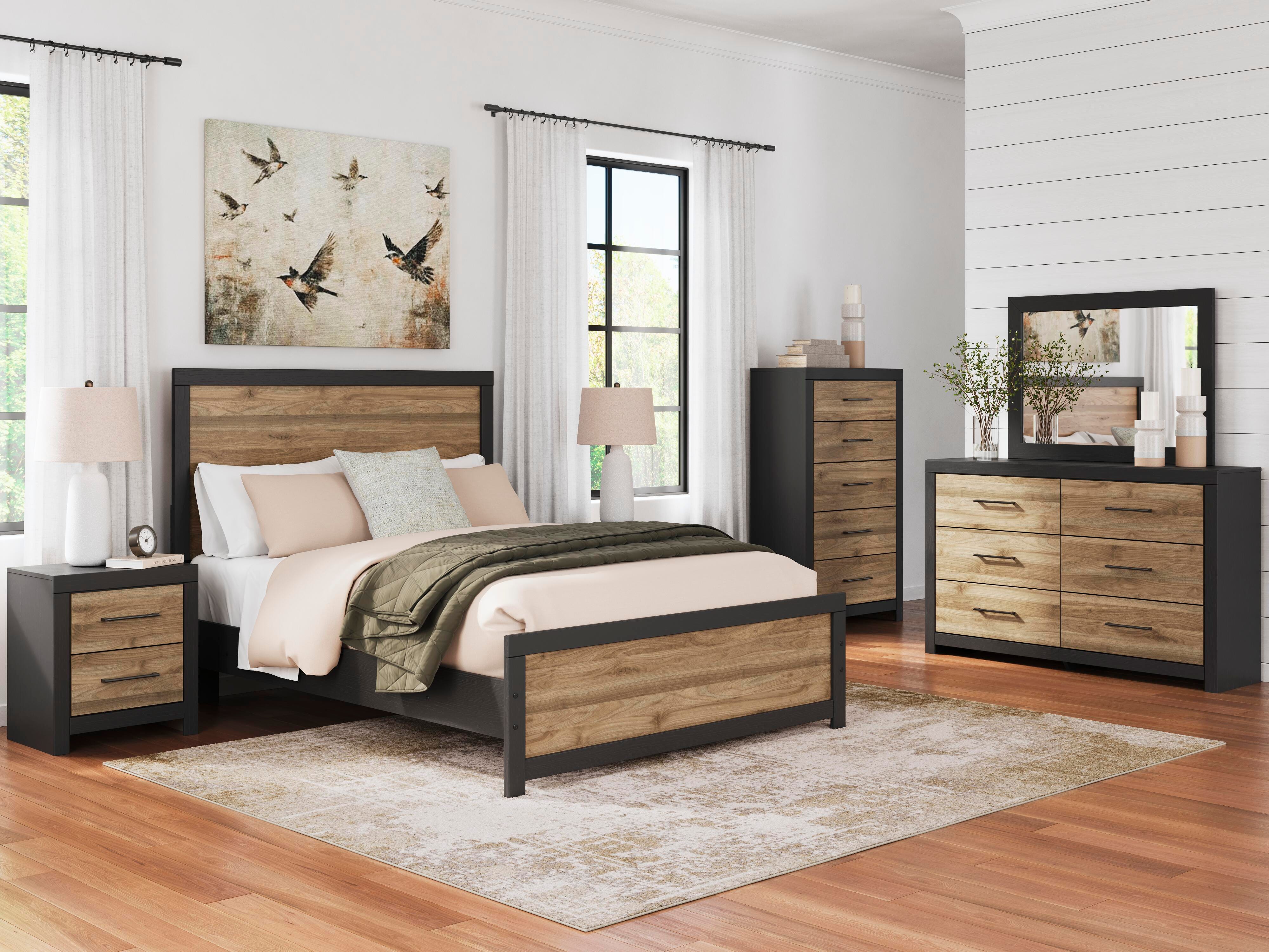 Vertani Queen Panel Bed, Black, large