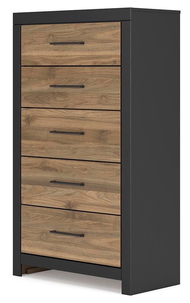Vertani Chest of Drawers, Black/Honey Brown, large