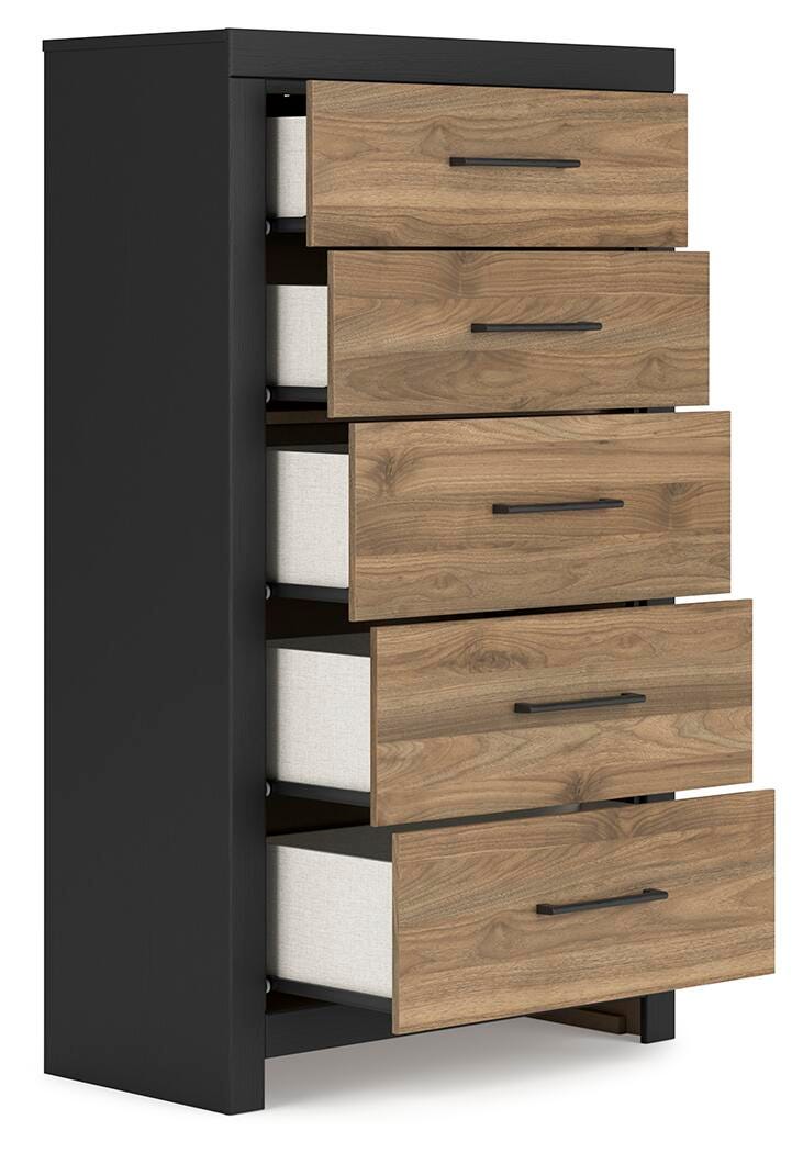 Vertani Chest of Drawers, Black/Honey Brown, large