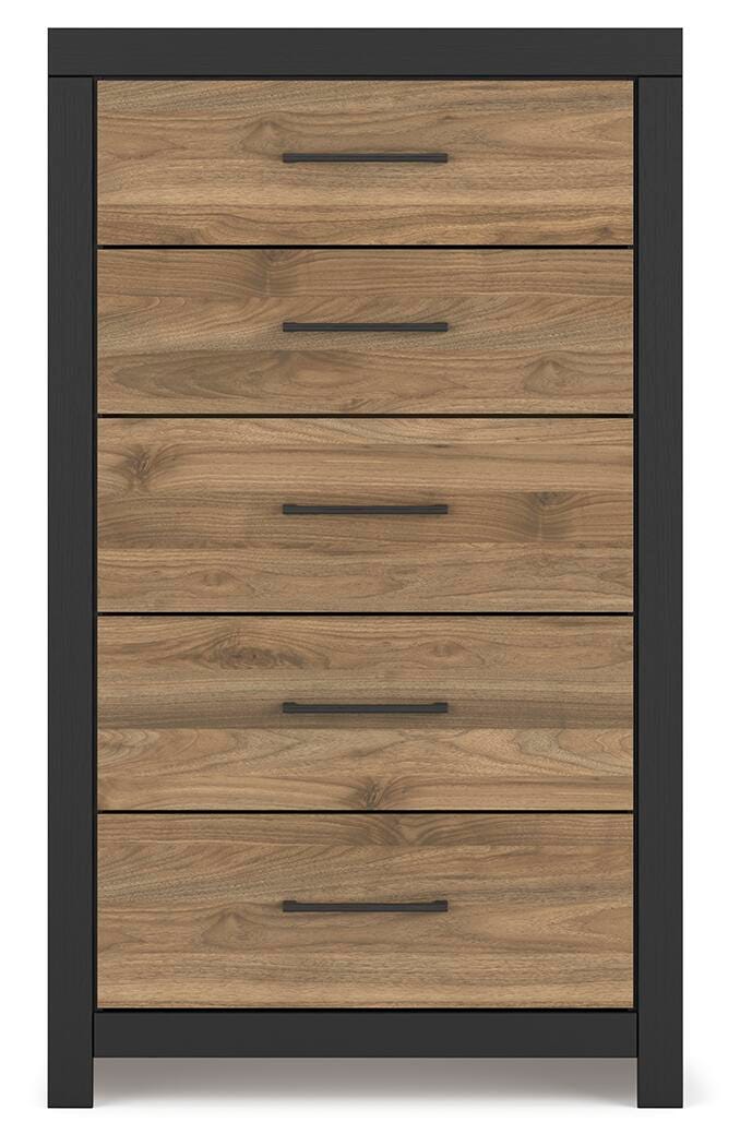 Vertani Chest of Drawers, Black/Honey Brown, large