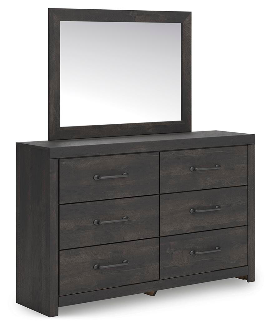 Delmorta Dresser and Mirror, Dark Gray, large