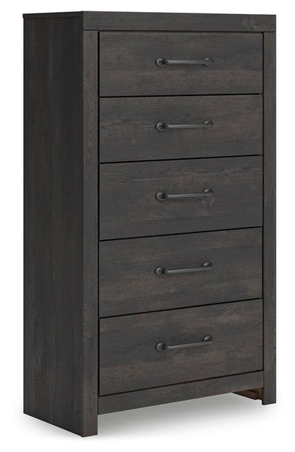 Delmorta 5 Drawer Chest of Drawers, Dark Gray