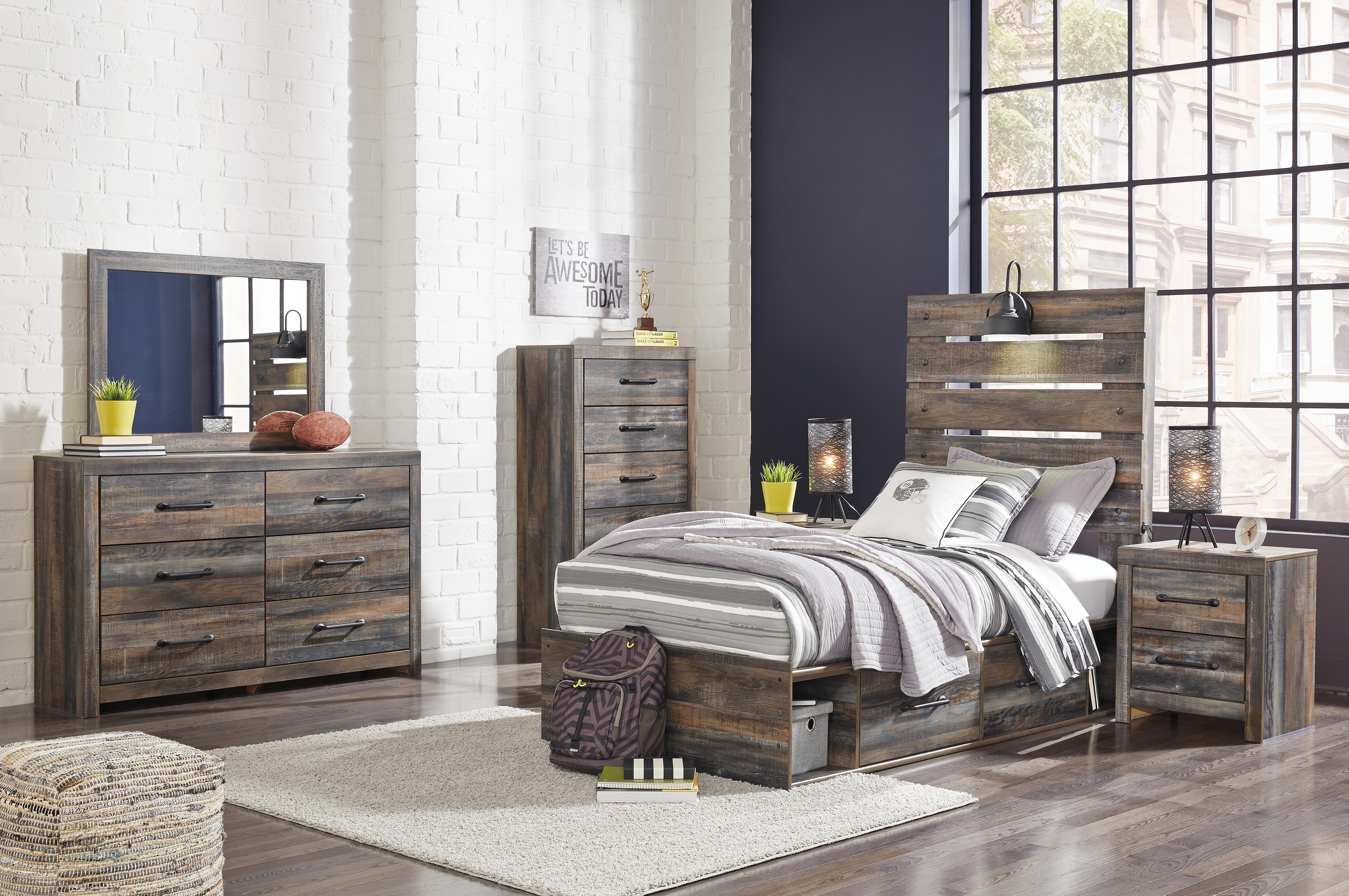 Cama doble Drystan con paneles, almacenaje, cómoda, espejo y chifonier - image 11