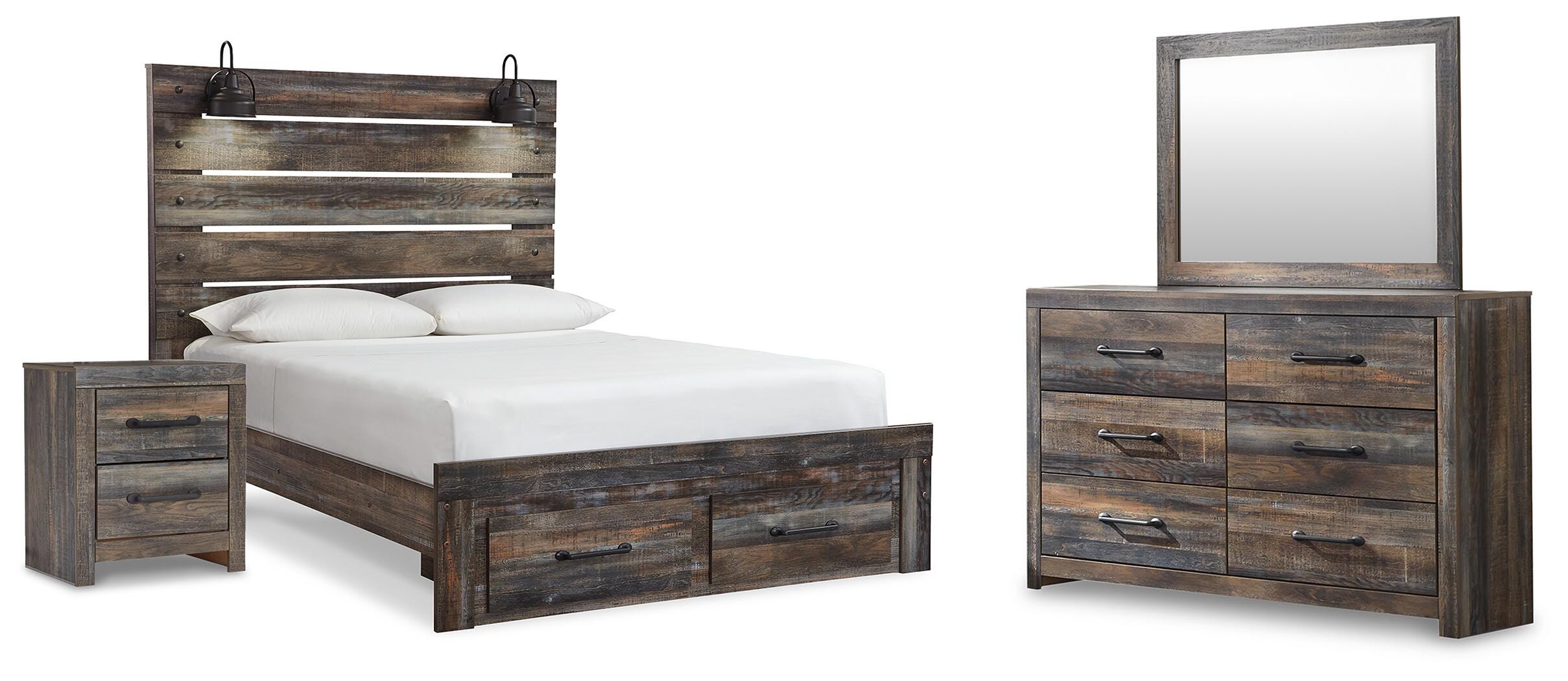 Cama de almacenaje Drystan Queen, tocador, espejo y mesita de noche - image 1
