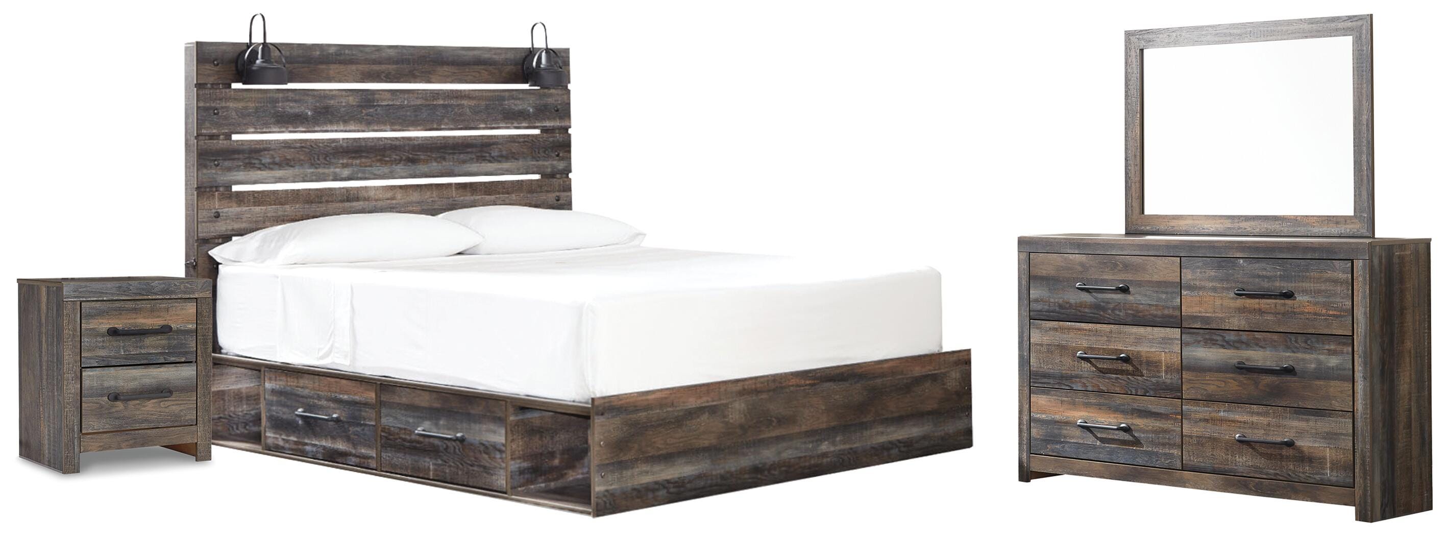 Drystan King Panel Bed with Under Bed Storage, Dresser, Mirror and Nightstand - image 1