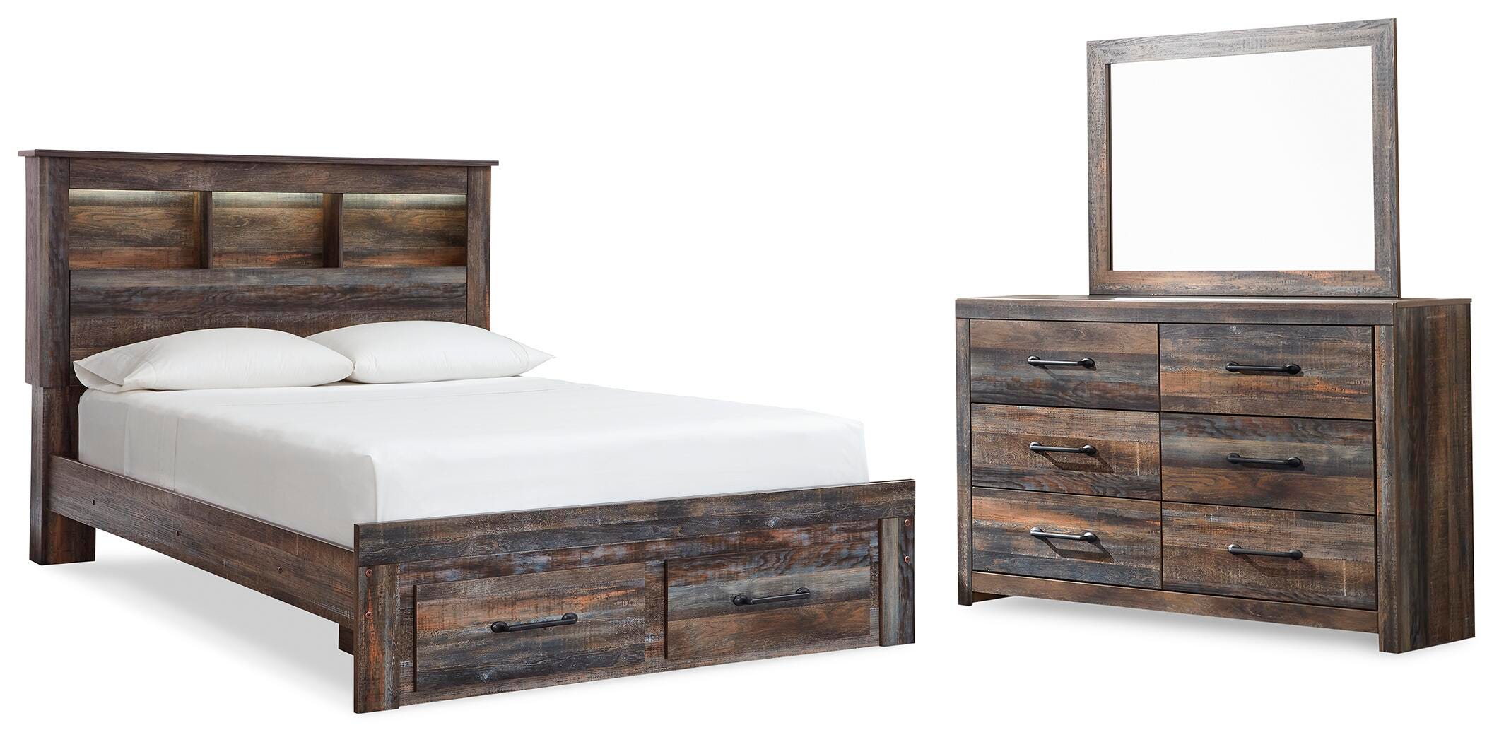 Cama con almacenaje, cómoda y espejo Drystan Full Bookcase - image 1