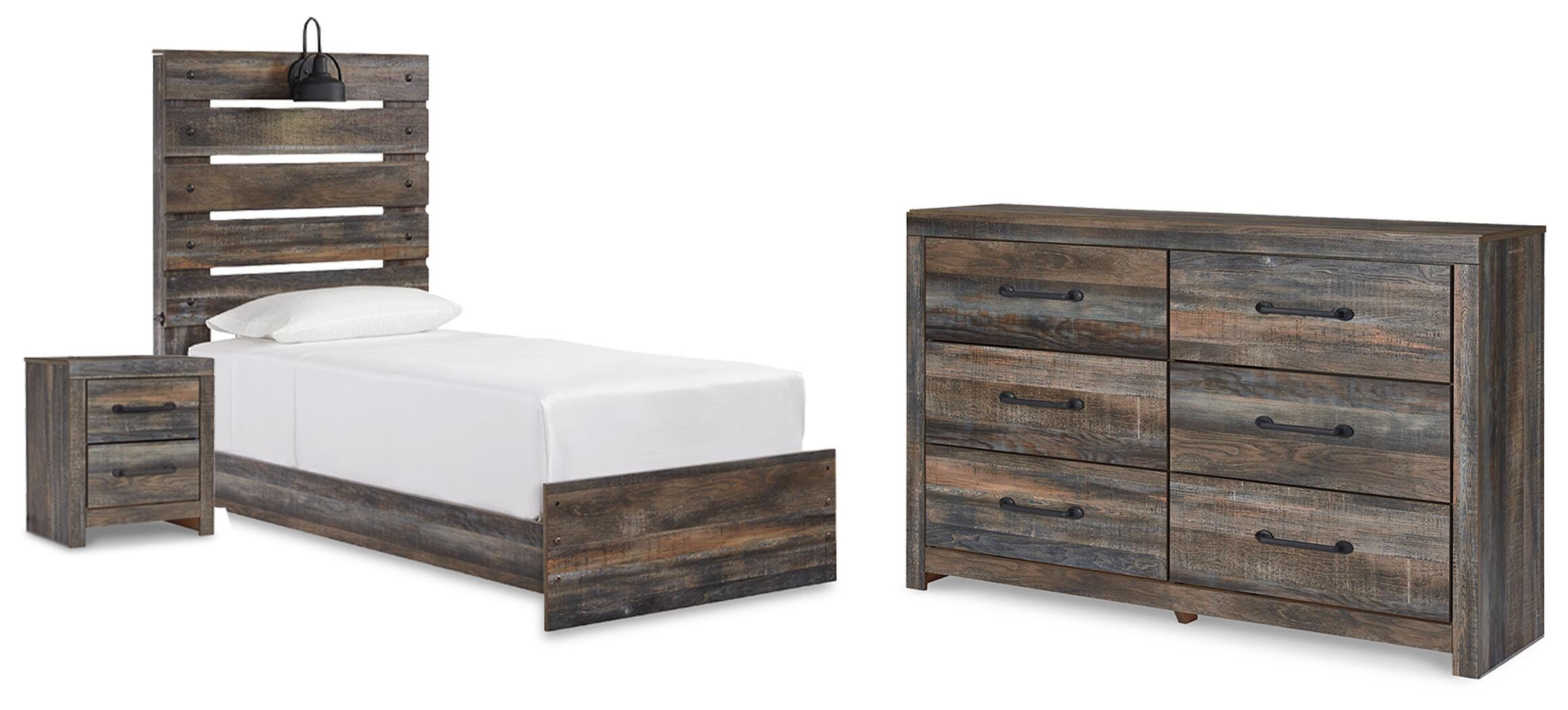 Cama de panel doble Drystan con almacenaje, cómoda y mesita de noche - image 1