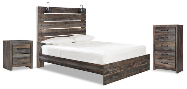 Drystan Queen Panel Bed with Chest and Nightstand