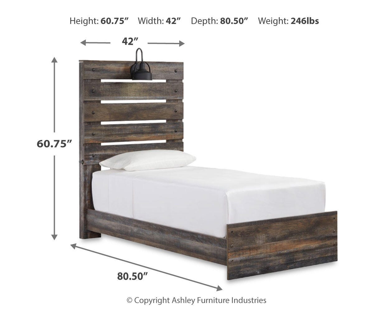 Cama doble Drystan con paneles, almacenaje, cómoda, espejo y chifonier - image 9