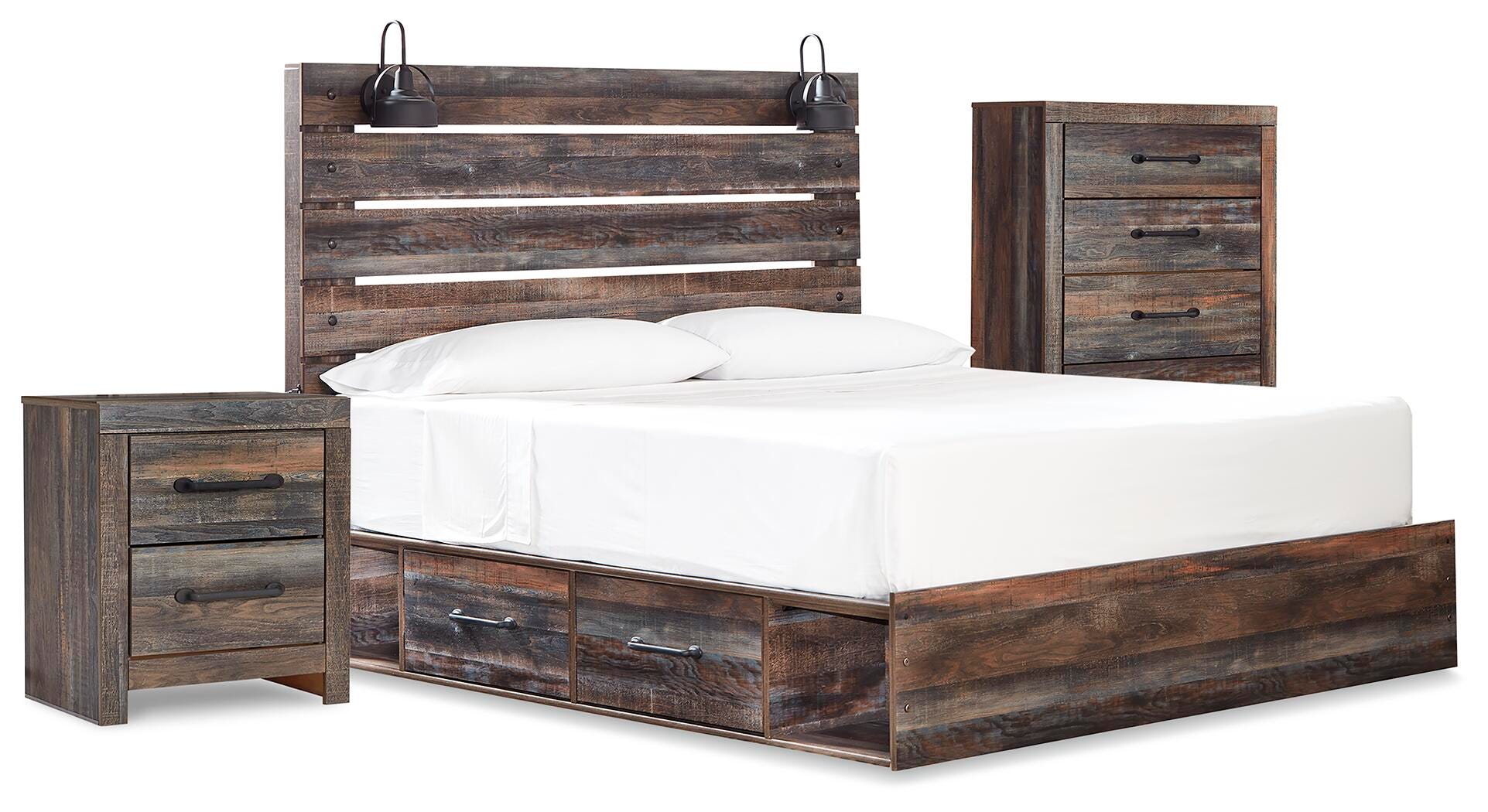 Cama Drystan Queen con panel y almacenamiento, cómoda y mesita de noche - image 2