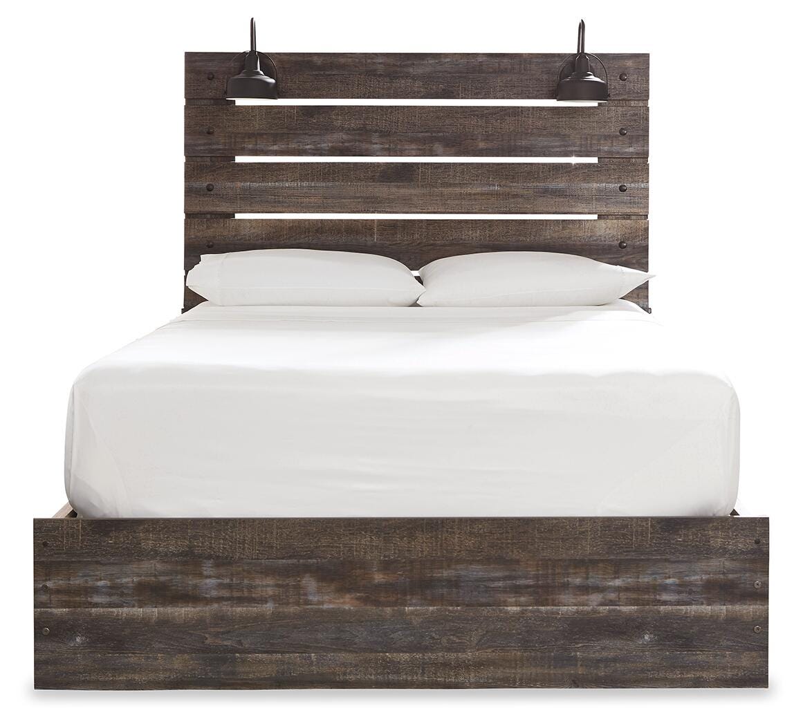 Cama Drystan Queen con panel y almacenamiento, cómoda y mesita de noche - image 4
