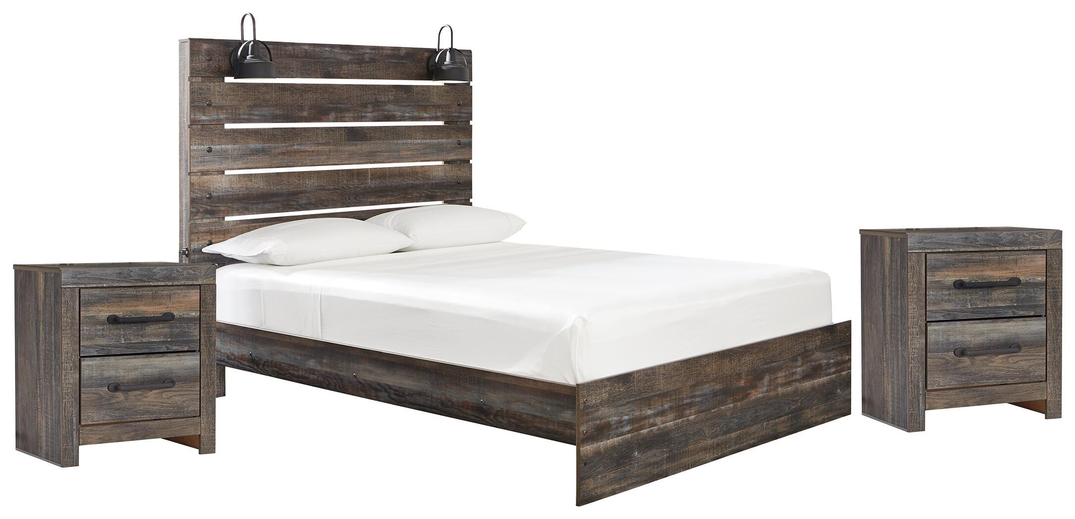 Drystan Queen Panel Bed with 2 Nightstands, Multi, large
