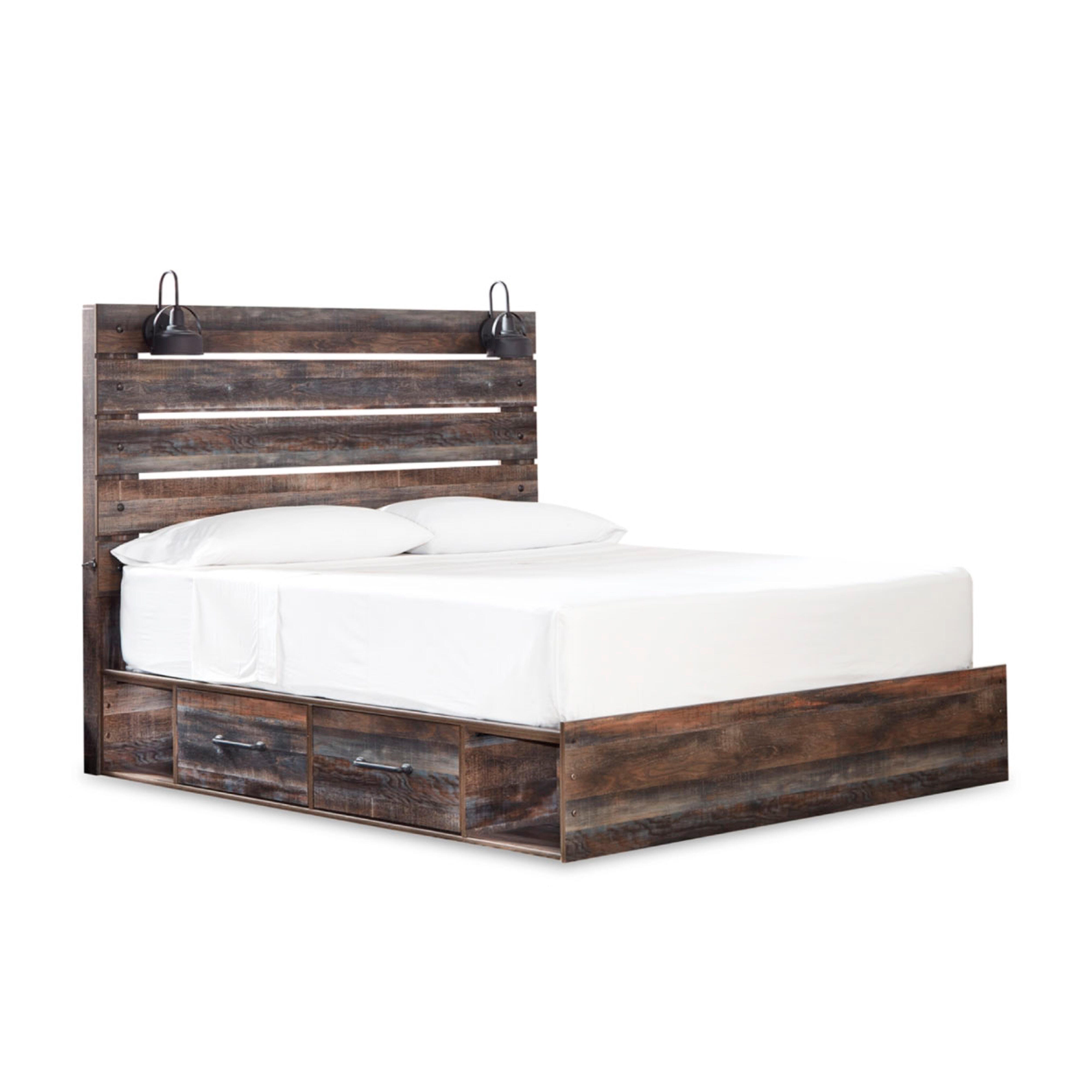 Cama con paneles y almacenaje King Drystan, cómoda, espejo, chiffonier y 2 mesitas de noche - image 7