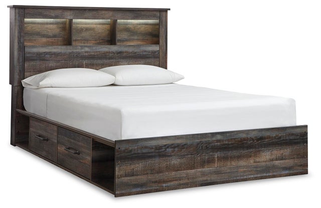 Drystan Queen Bookcase Bed with 2 Storage Drawers and 2 Cubbies