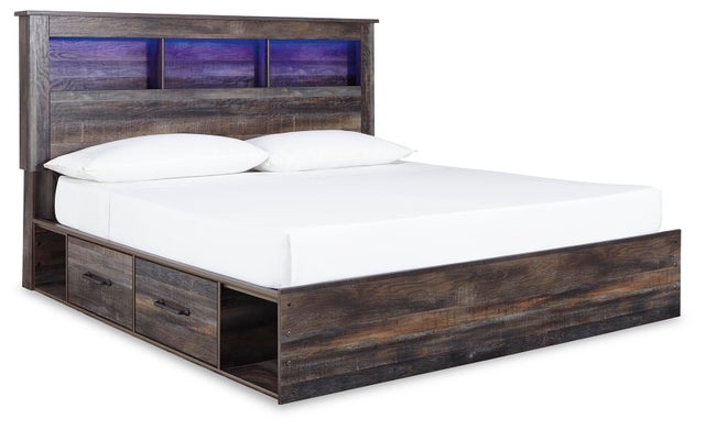 Drystan King Bookcase Bed with 4 Storage Drawers and 4 Cubbies